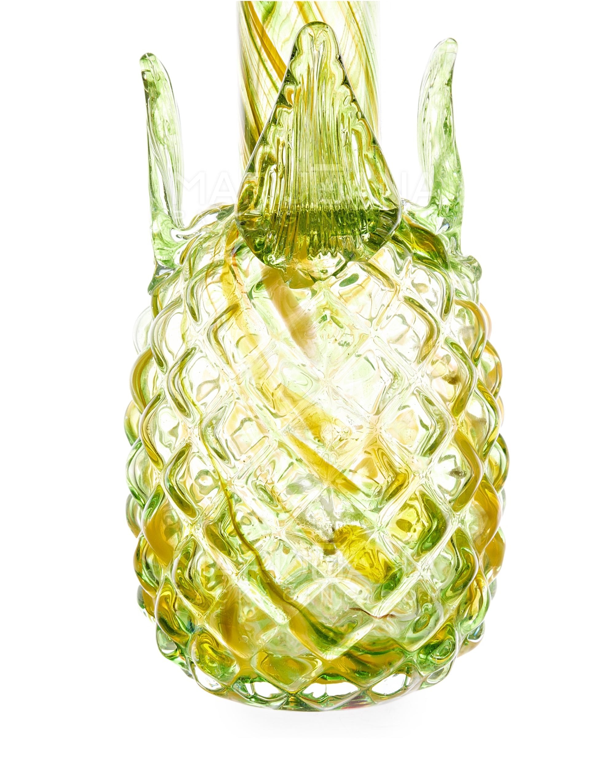 Straight Neck Color Pull Pineapple Glass Water Pipe | 14in Tall - 14mm Bowl - Yellow - 3