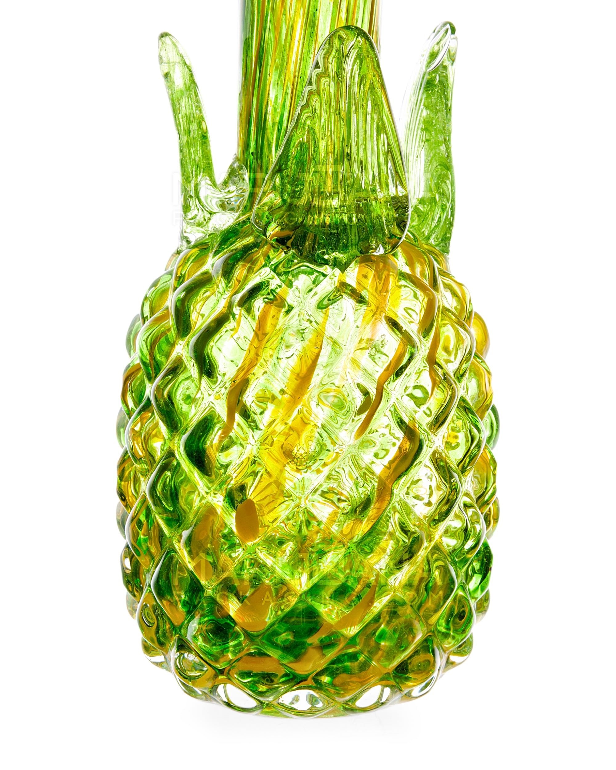 Straight Neck Color Pull Pineapple Glass Water Pipe | 16in Tall - 14mm Bowl - Yellow - 3