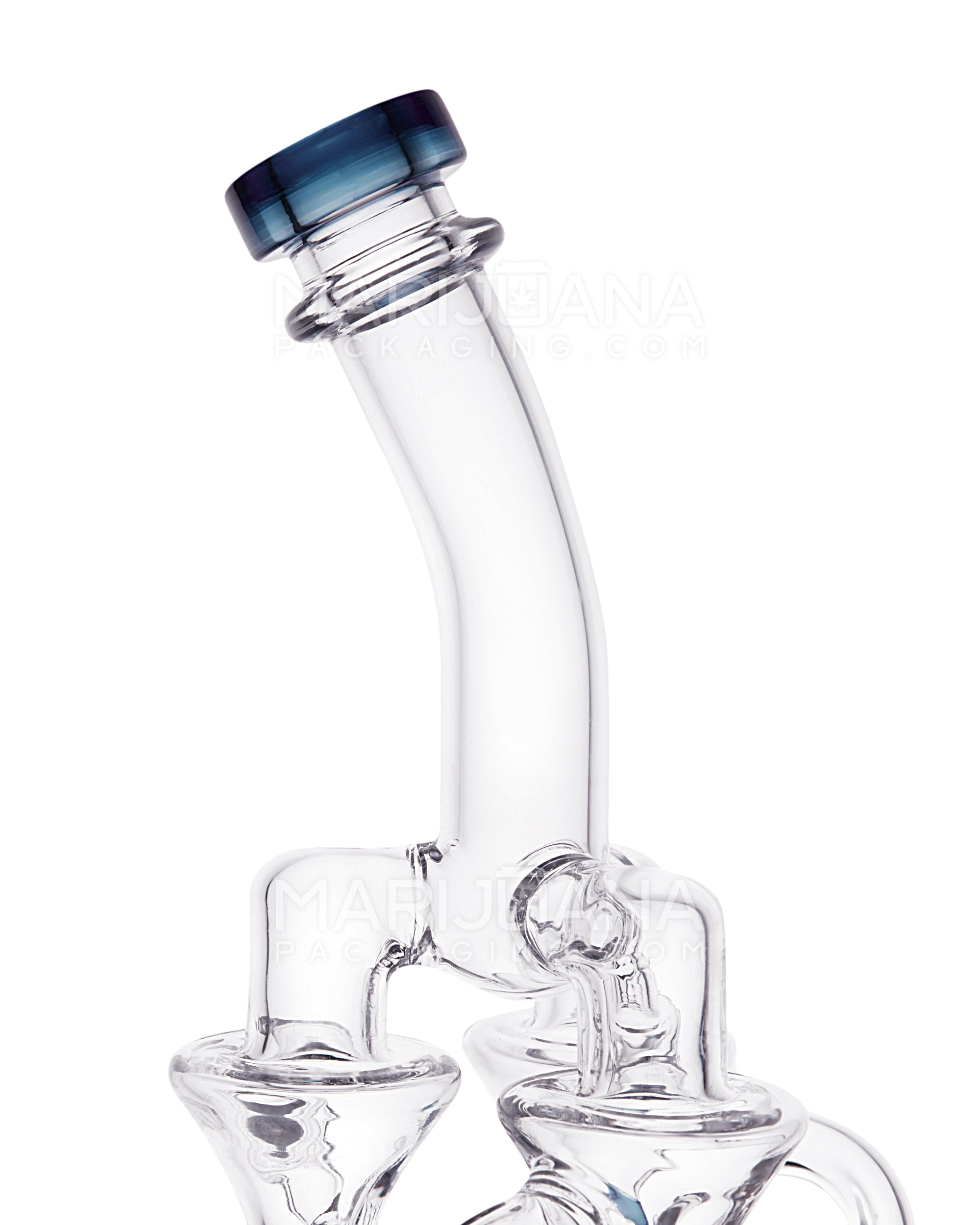 USA Glass | Bent Neck Inline Perc Six Recycler Pillar Tower Water Pipe w/ Thick Base | 14.5in Tall - 14mm Bowl - Teal