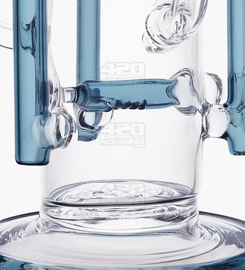 USA Glass Bent Neck Water Pipe w/ Six Recycler Inline Perc | 14.5in Tall - 14mm Bowl - Teal - 5