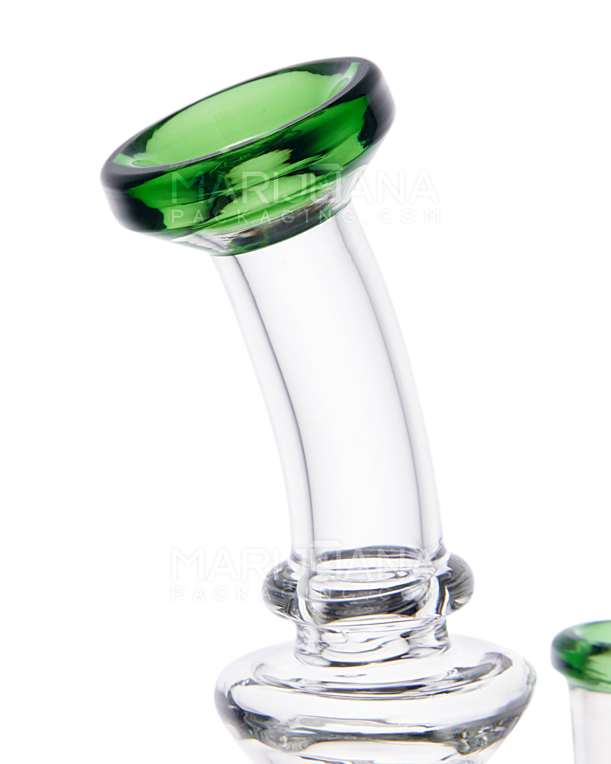 Bent Neck Showerhead Perc Glass Water Pipe w/ Thick Base | 6.5in Tall - 14mm Bowl - Green