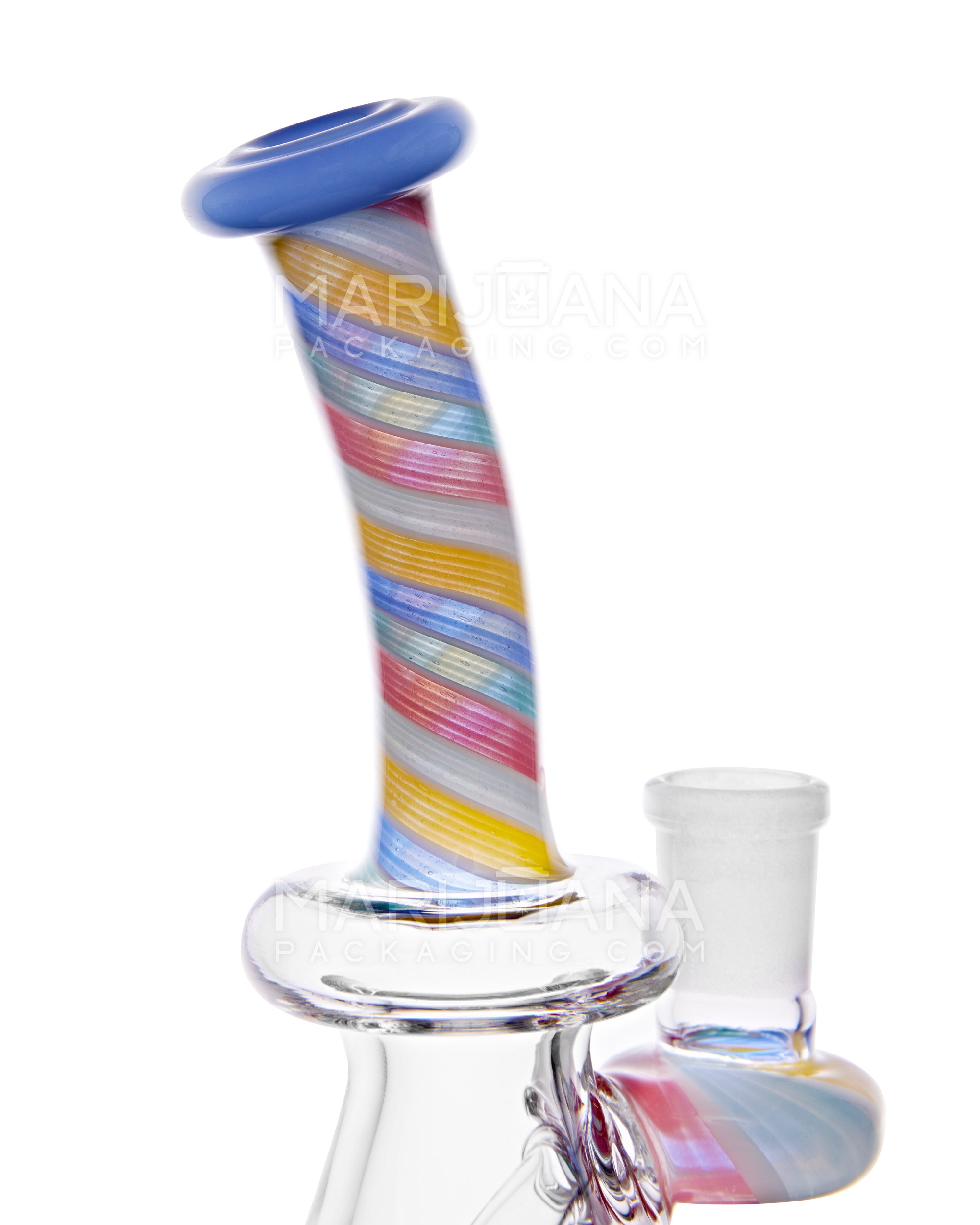 Bent Neck Spiral Glass Beaker Dab Rig | 6in Tall - 14mm Banger - Assorted