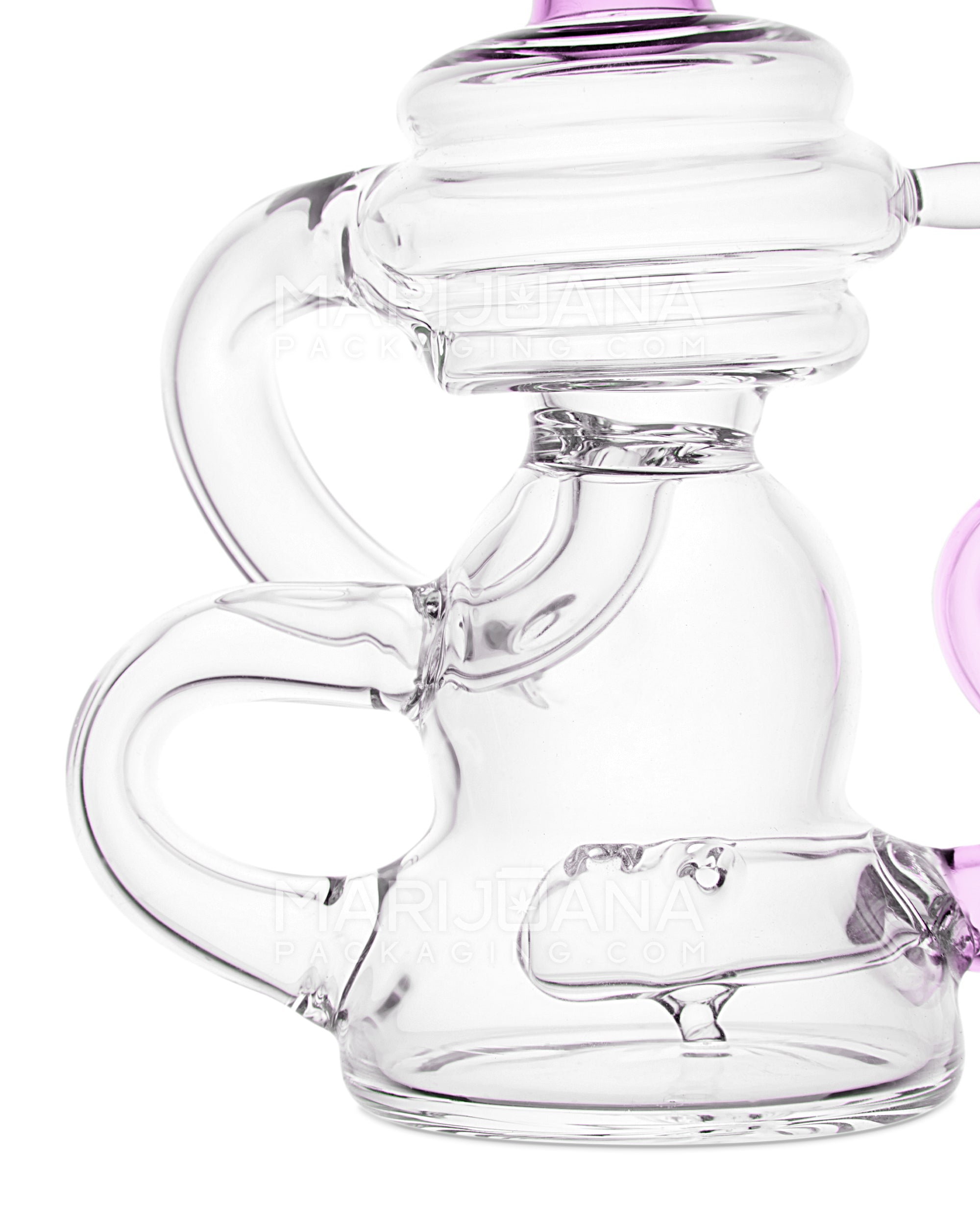 USA Glass | Bent Neck Mini Recycler Water Pipe w/ Inline Perc | 6.5in Tall - 14mm Bowl - Pink
