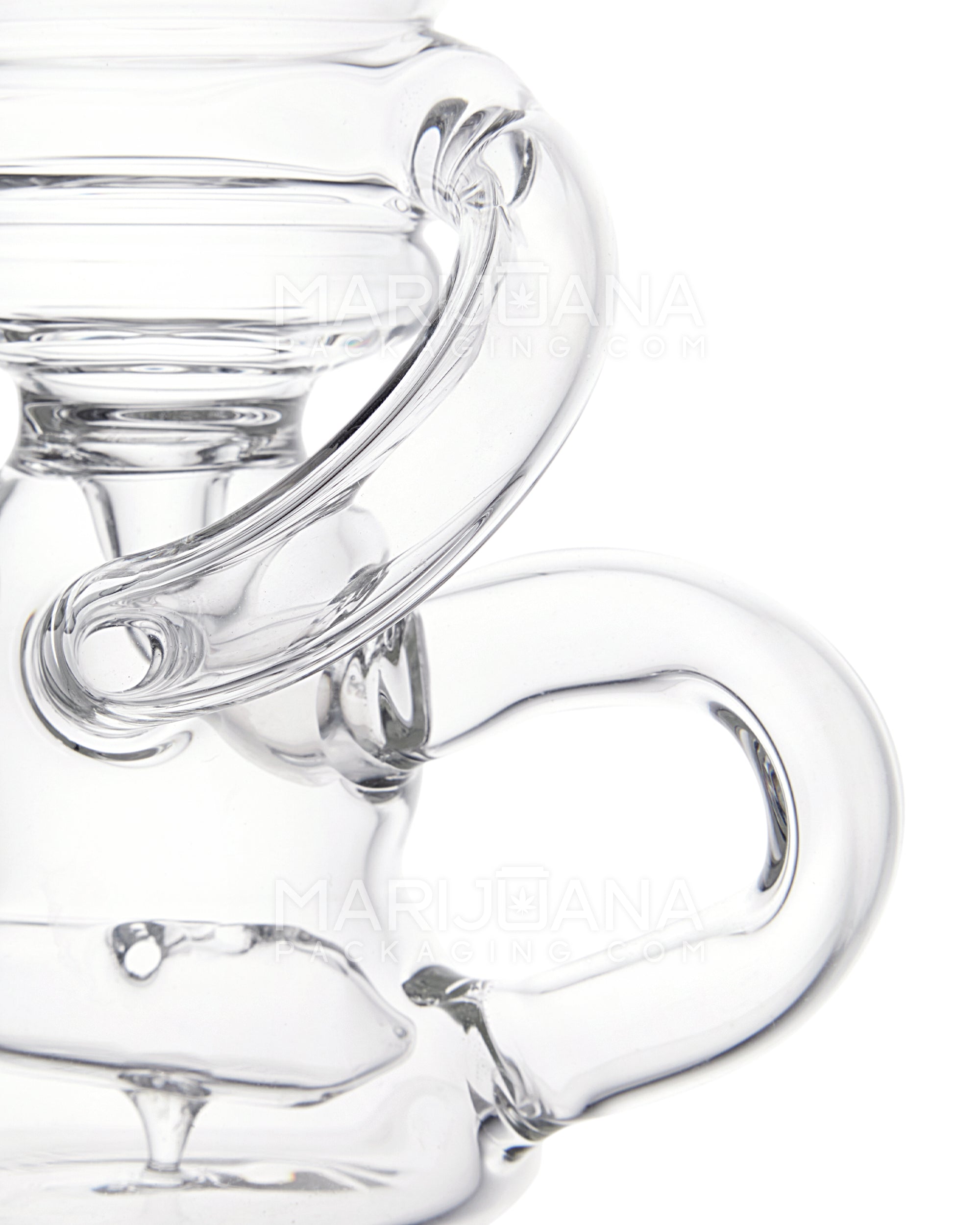 USA Glass | Bent Neck Mini Recycler Water Pipe w/ Inline Perc | 6.5in Tall - 14mm Bowl - Smoke