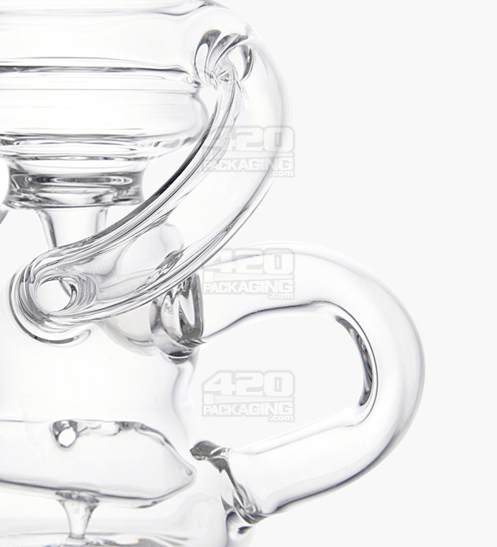 USA Glass Bent Neck Water Pipe w/ Mini Recycler Inline Perc | 6.5in Tall - 14mm Bowl - Pink - 4