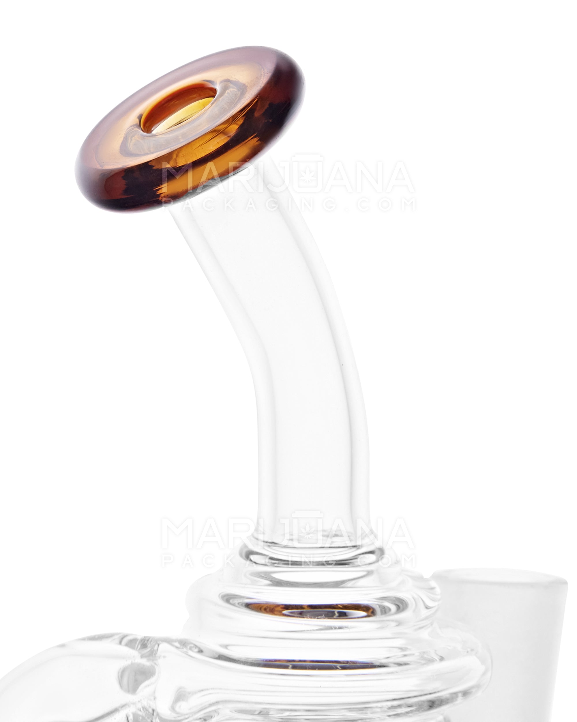 USA Glass | Bent Neck Single Uptake Mini Recycler Water Pipe w/ Orb Perc | 5.5in Tall - 10mm Bowl - Amber