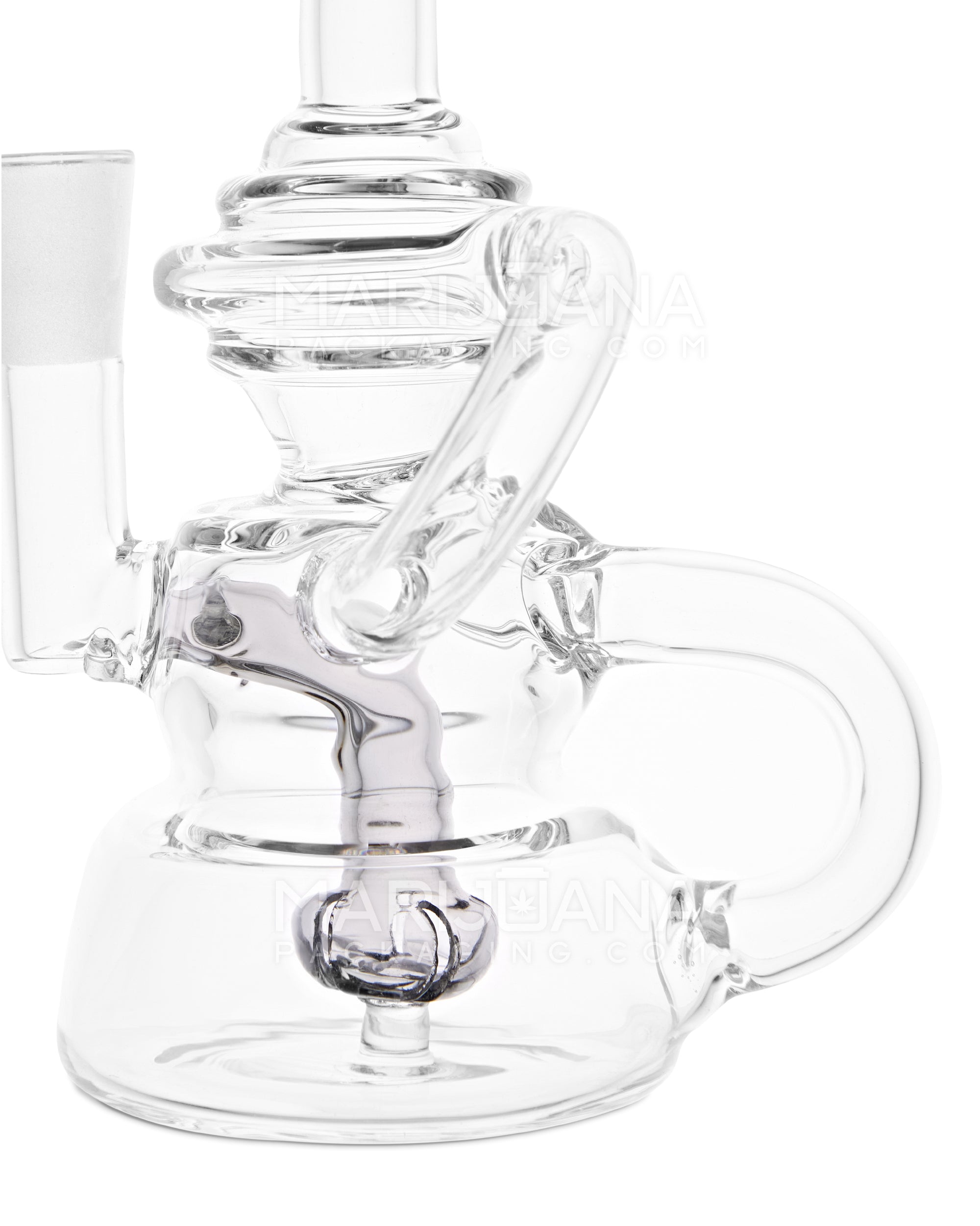 USA Glass | Bent Neck Single Uptake Recycler Water Pipe w/ Orb Perc | 5.5in Tall - 10mm Bowl - Smoke