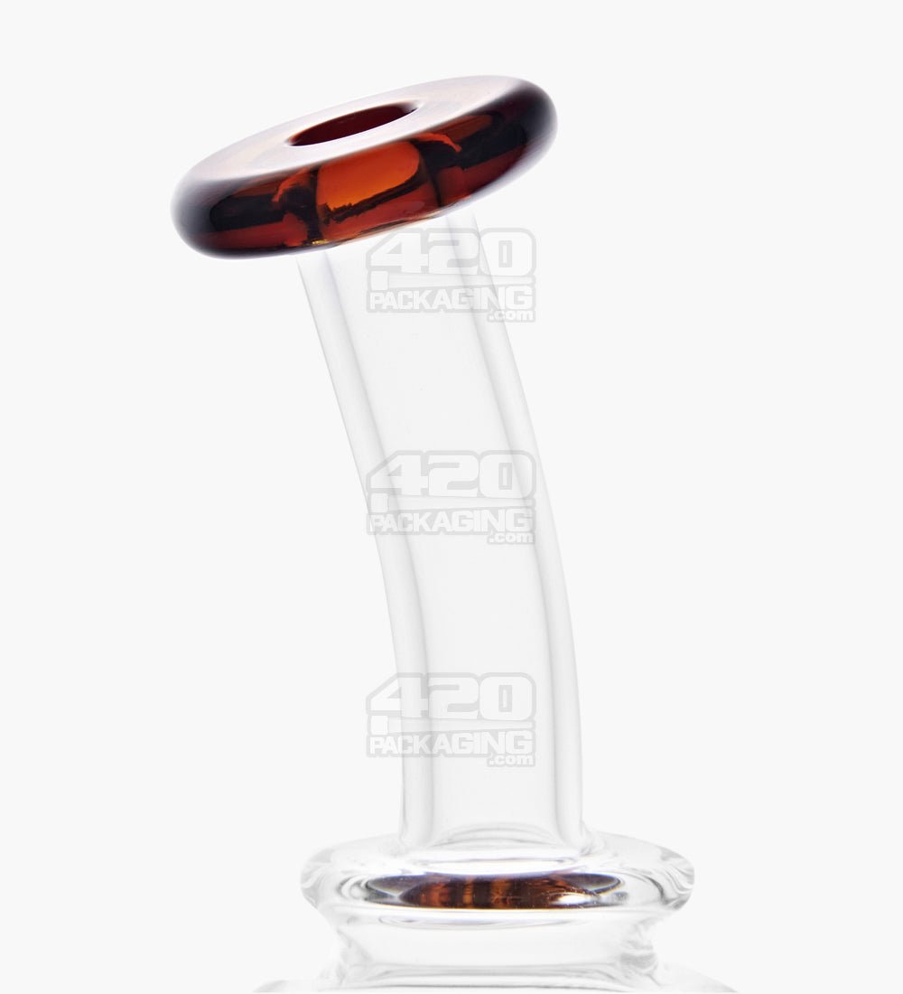 USA Glass Bent Neck Dual Uptake Water Pipe w/ Mini Recycler Showerhead Perc | 5.5in Tall - 10mm Bowl - Amber - 4