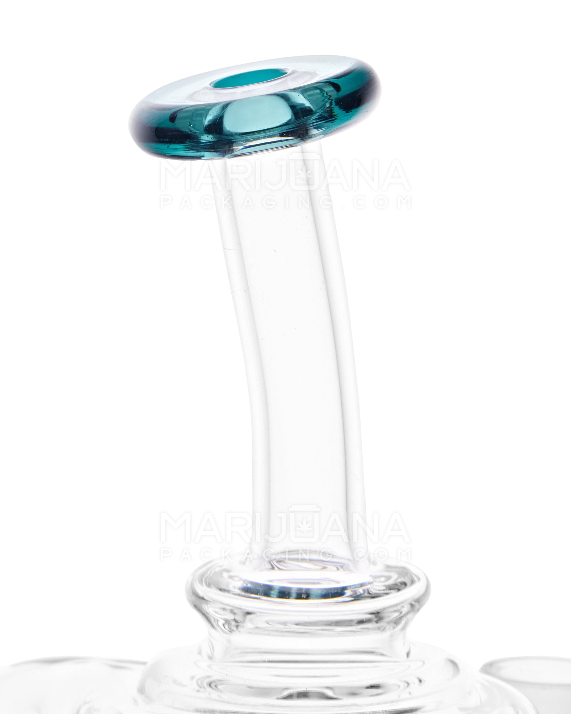 USA Glass | Bent Neck Dual Uptake Recycler Water Pipe w/ Showerhead Perc | 5.5in Tall - 10mm Bowl - Teal