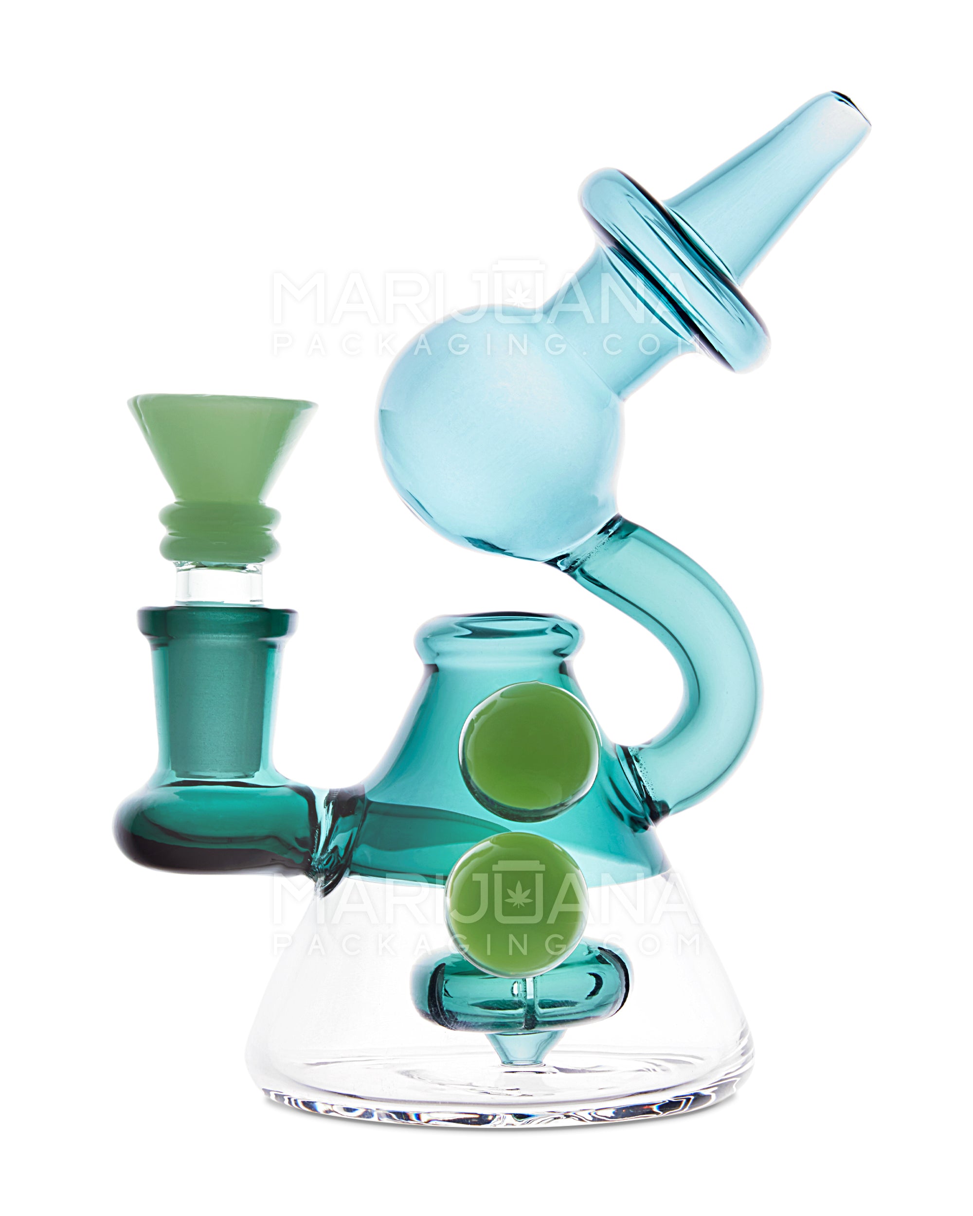 USA Glass | Microscope Mini Water Pipe w/ Showerhead Perc | 5.5in Tall - 14mm Bowl - Teal