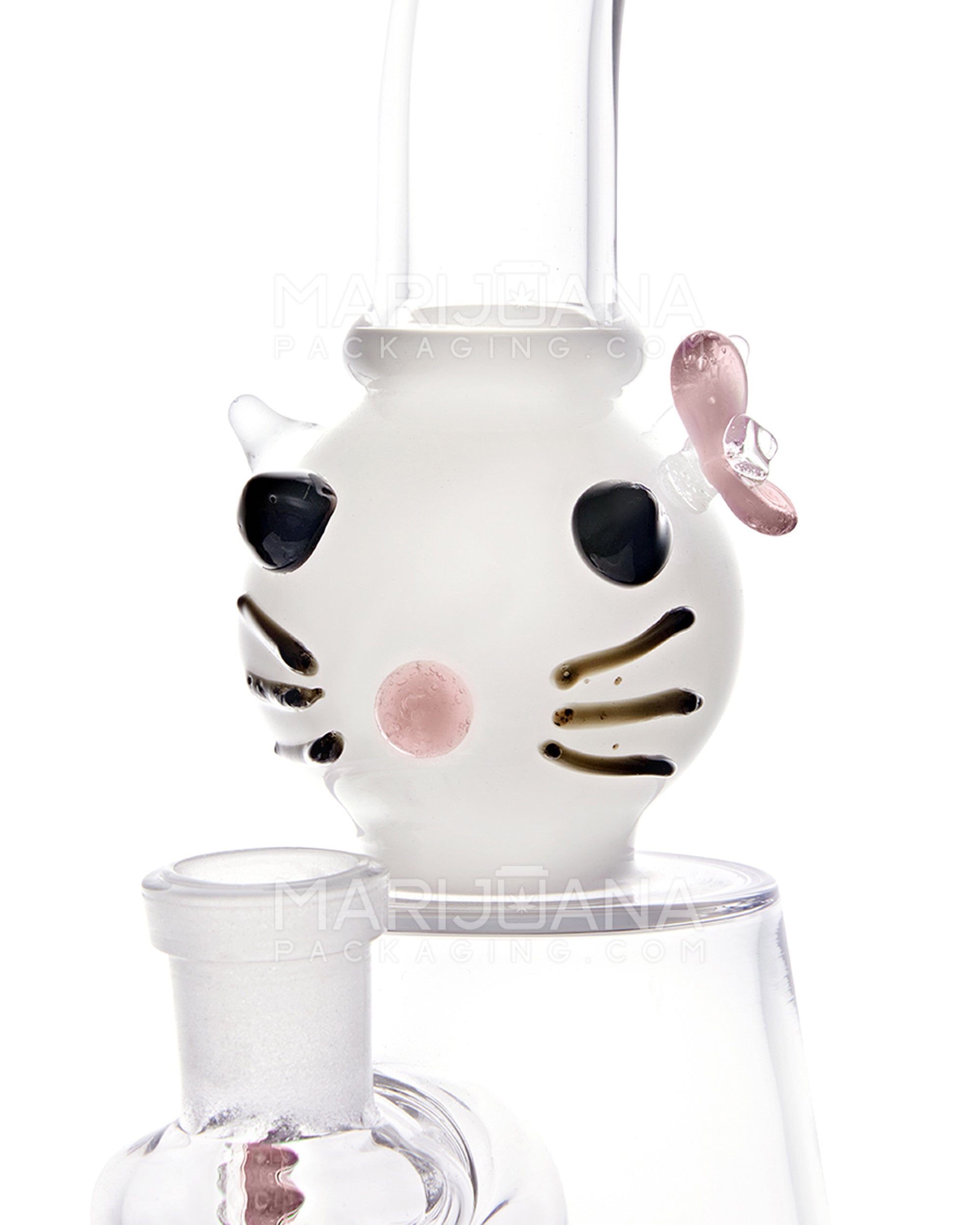 Bent Neck Kitty Glass Beaker Water Pipe w/ Showerhead Perc | 8in Tall - 14mm Bowl - Pink