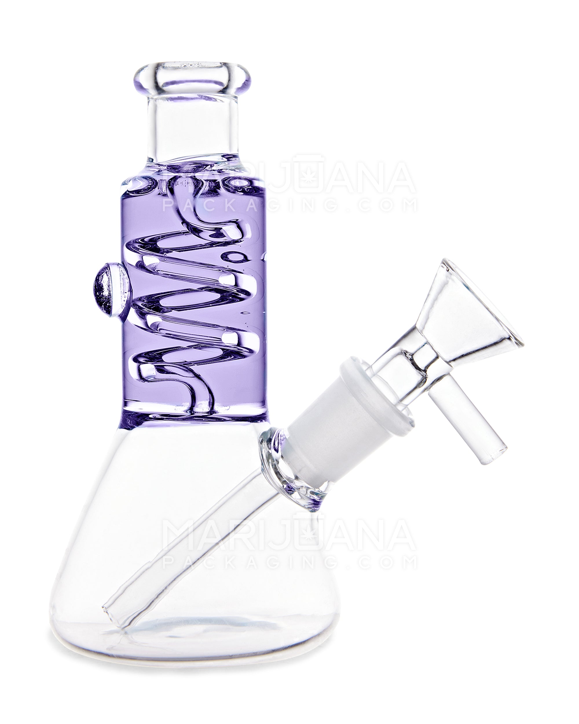 Glycerin Coil Mini Beaker Water Pipe | 5in Long - Glass - Purple