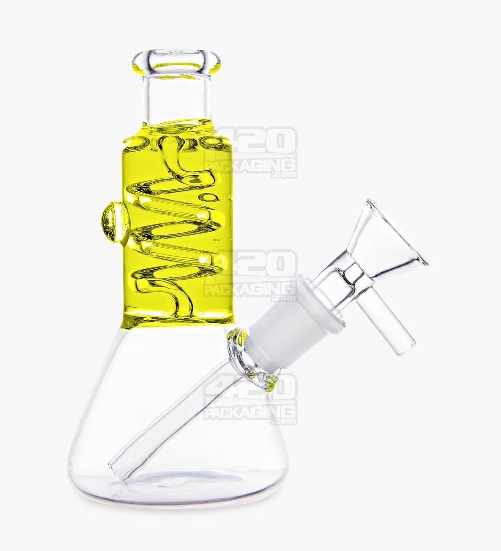 Glycerin Coil Mini Beaker Water Pipe | 5in Long - Glass - Yellow - 1