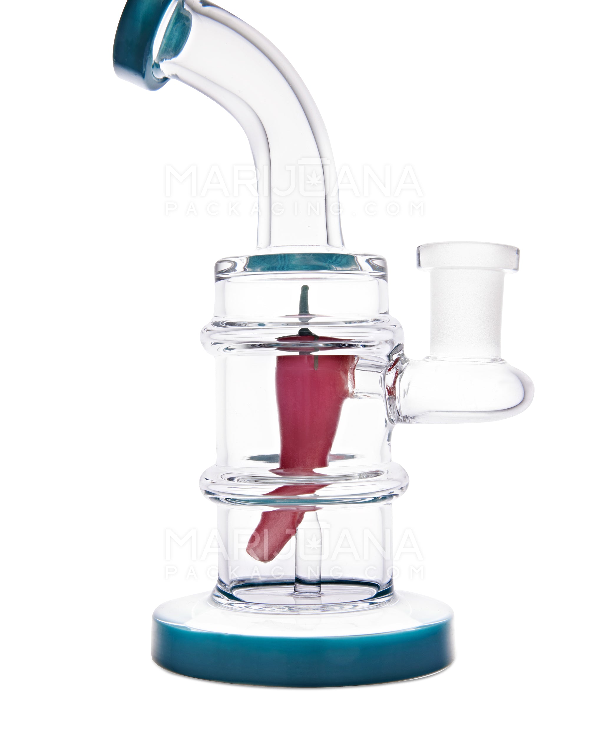 Bent Neck Chili Perc Glass Water Pipe | 6.5in Tall - 14mm Bowl - Assorted