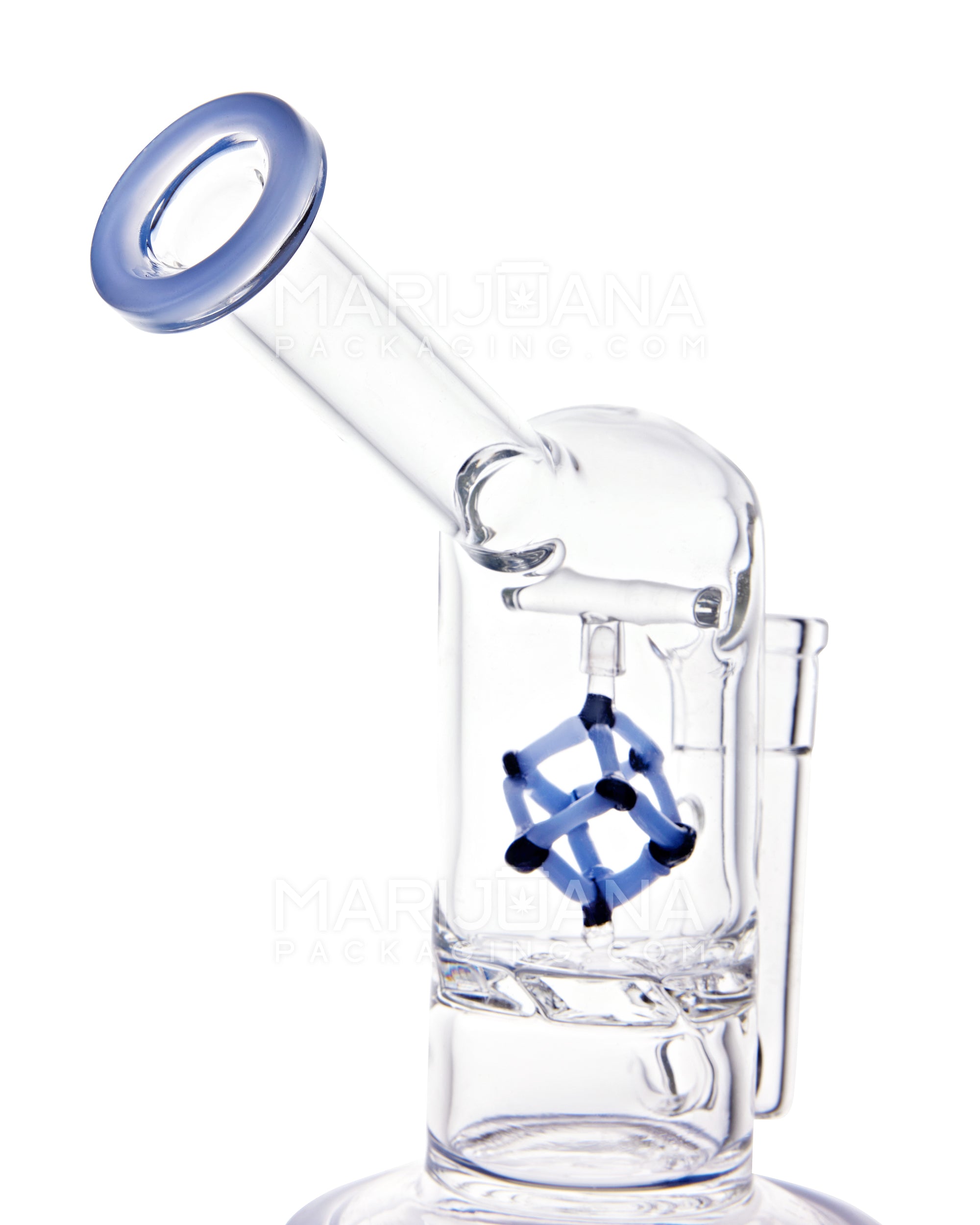 USA Glass | Vortex Perc Glass Water Pipe w/ Spinning Cube | 7in Tall - 14mm Bowl - Blue