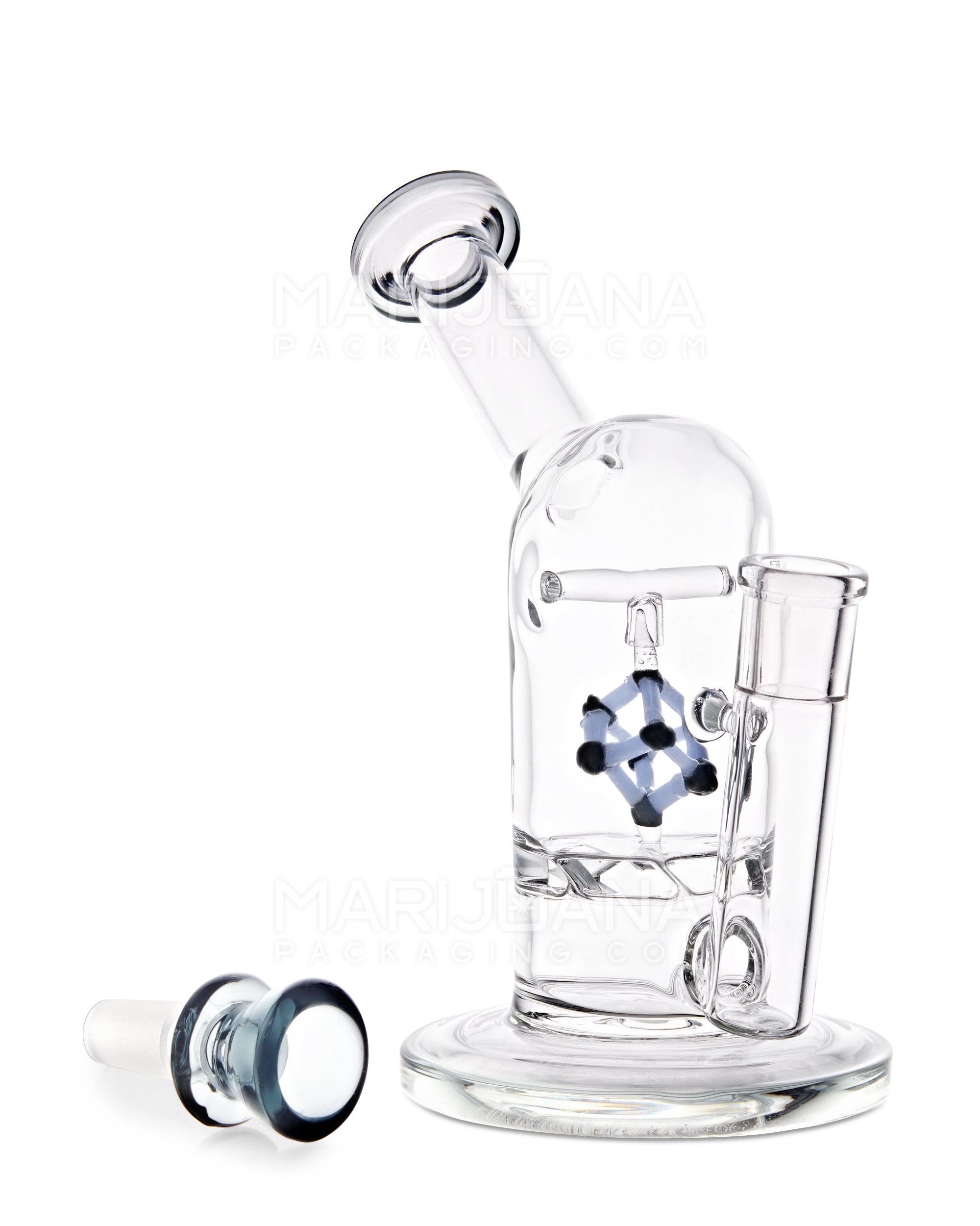 USA Glass | Vortex Perc Glass Water Pipe w/ Spinning Cube | 7in Tall - 14mm Bowl - Smoke