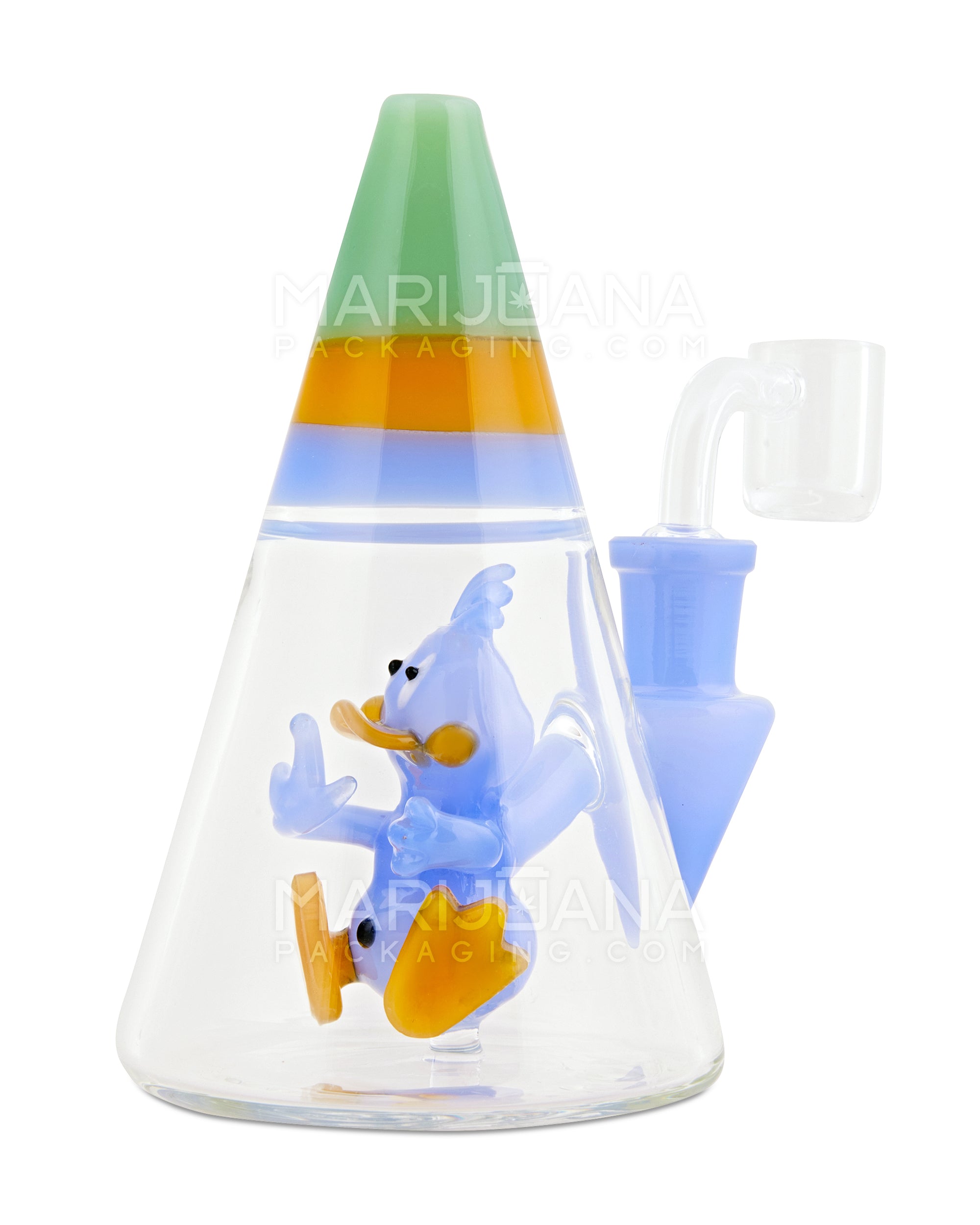 USA Glass | Glass Cone Dab Rig w/ 2 Hole Duck Perc | 5.5in Tall - 14mm Banger - Assorted
