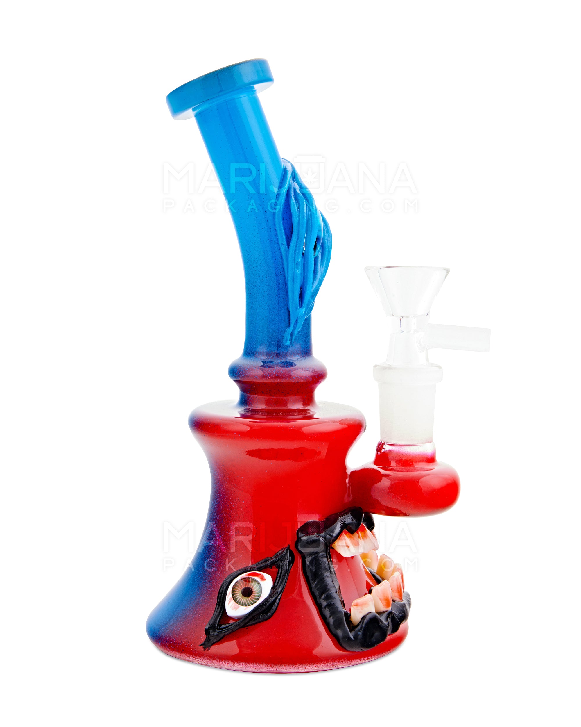 Bent Neck Crimson Demon Glass Beaker Water Pipe w/ Showerhead Perc | 7in Tall - 14mm Bowl - Assorted - 2