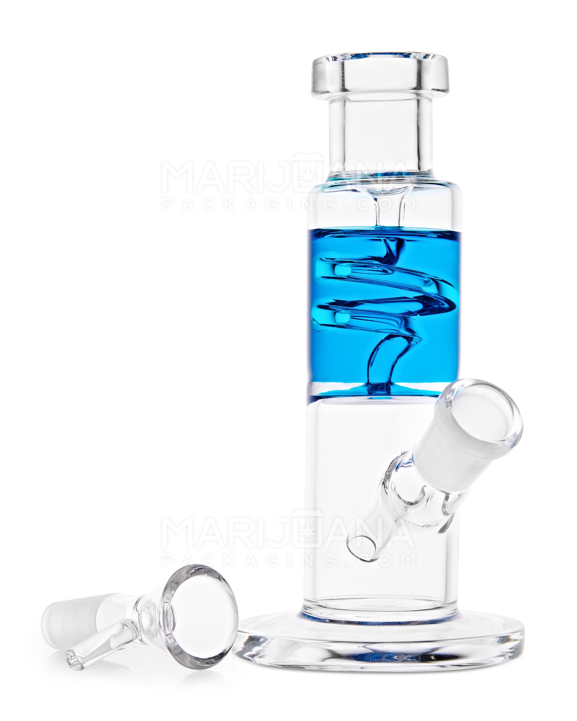 Glycerin Coil Mini Straight Tube Water Pipe | 6in Long - Glass - Blue
