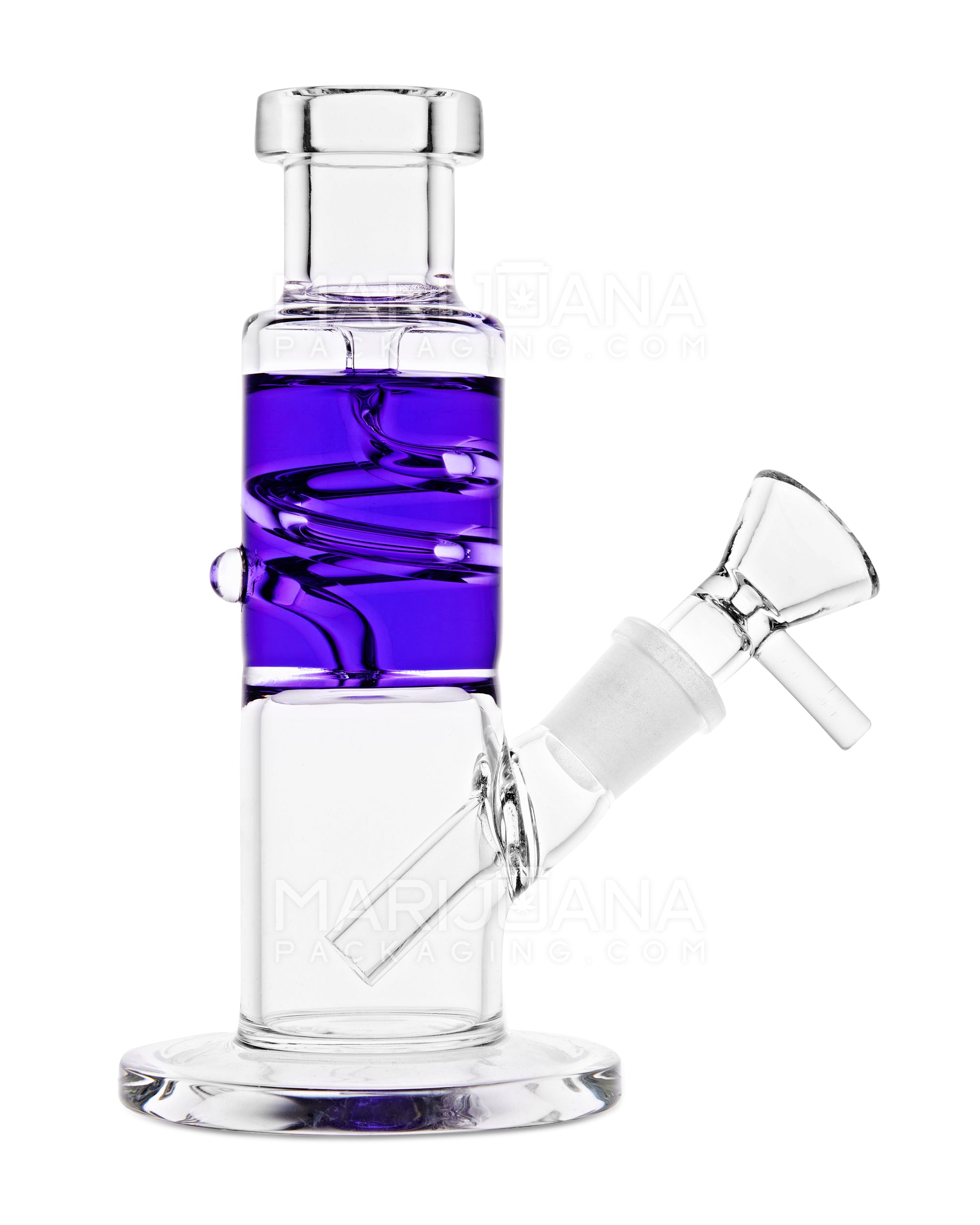 Glycerin Coil Mini Straight Tube Water Pipe | 6in Long - Glass - Purple