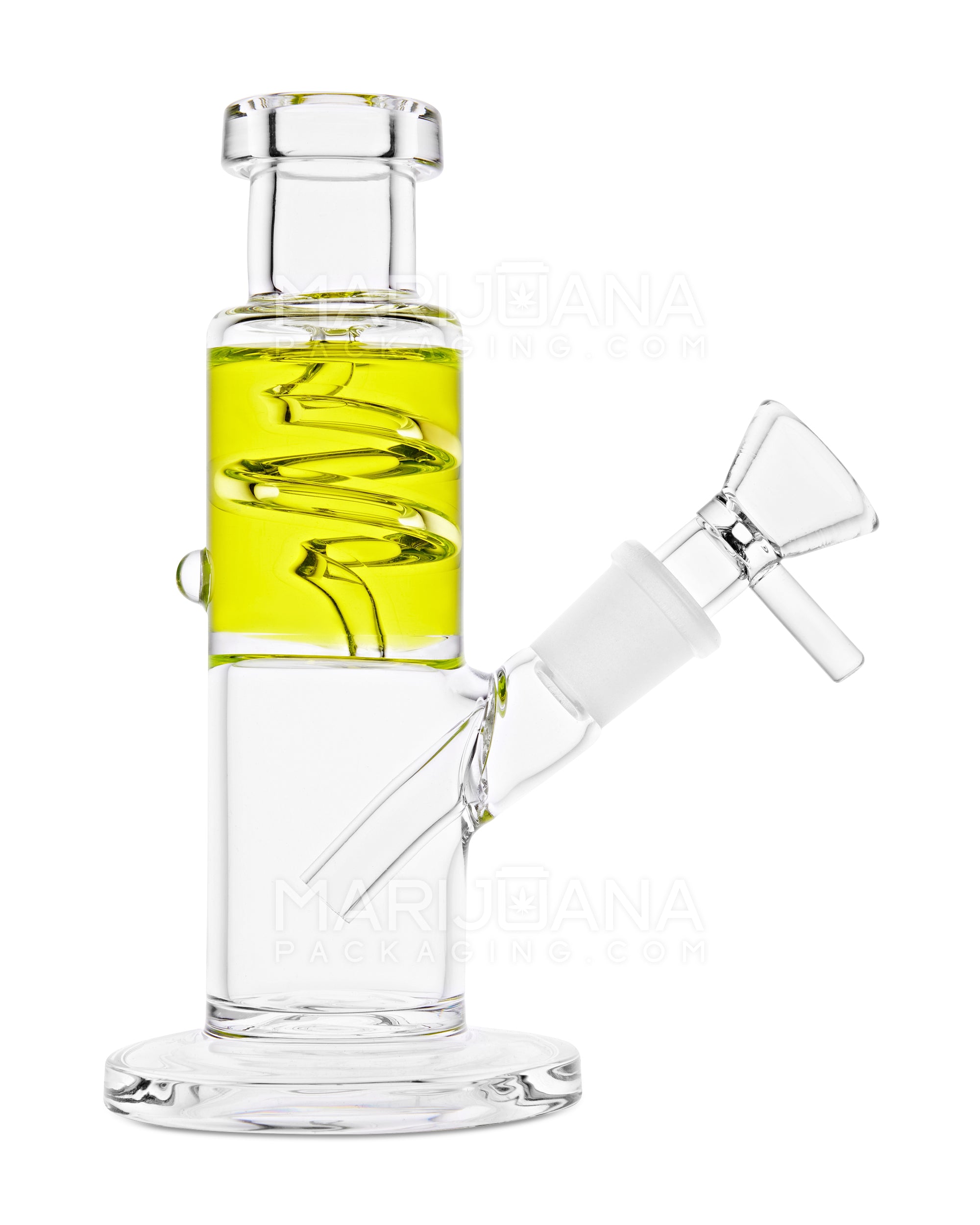 Glycerin Coil Mini Straight Tube Water Pipe | 6in Long - 14mm Bowl - Yellow