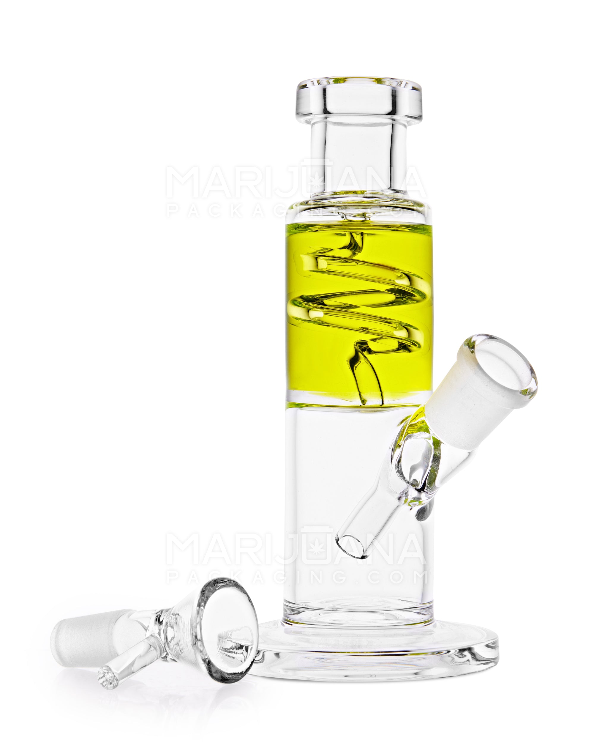 Glycerin Coil Mini Straight Tube Water Pipe | 6in Long - 14mm Bowl - Yellow