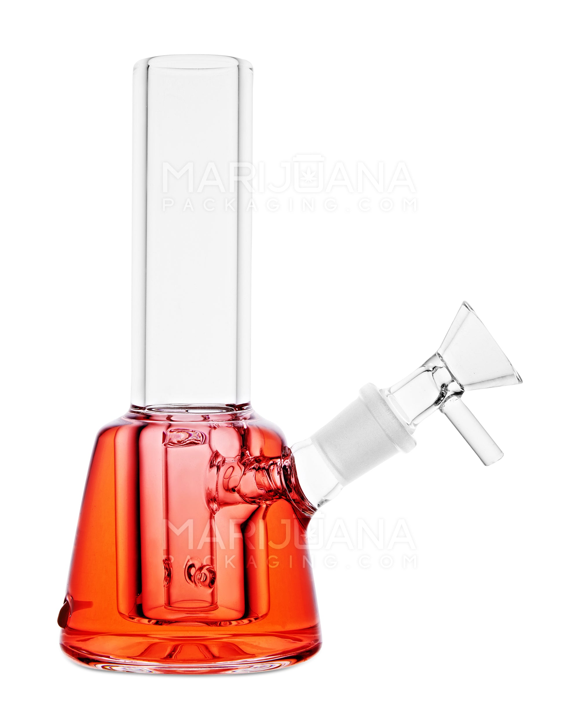 Glycerin Filled Mini Straight Water Pipe w/ Ice Catcher | 6in Long - Glass - Red - 1