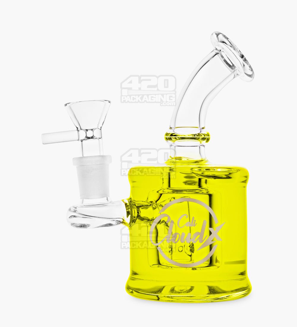 Glycerin Filled Mini Straight Water Pipe w/ Ice Catcher | 6in Long - Glass - Yellow - 1