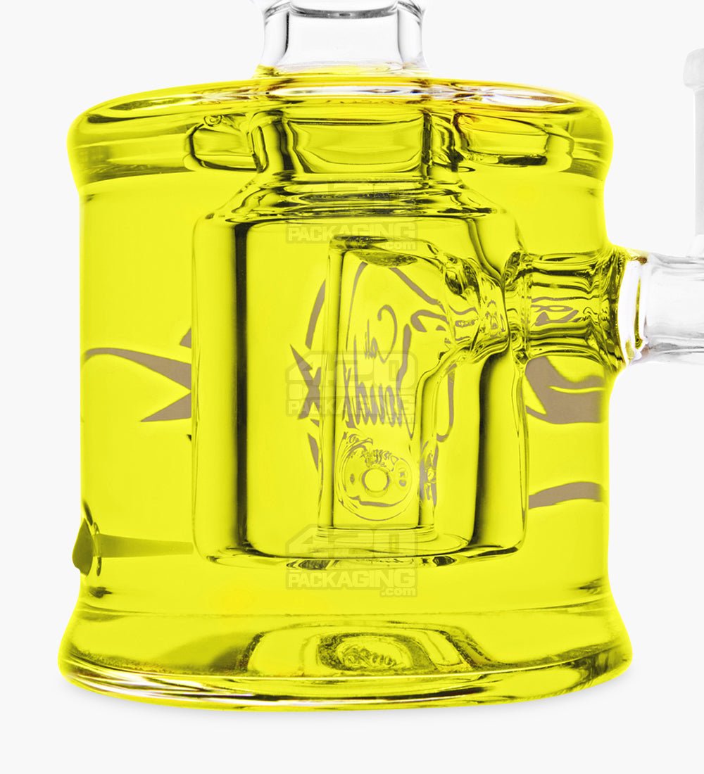 Glycerin Filled Mini Straight Water Pipe w/ Ice Catcher | 6in Long - Glass - Yellow - 3