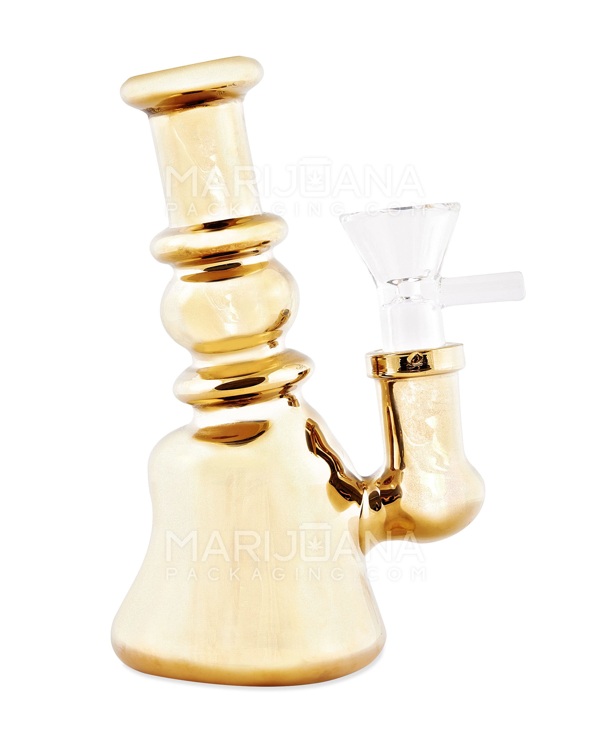 Electroplated Mini Beaker Water Pipe | 4.75in Tall - 14mm Bowl - Gold