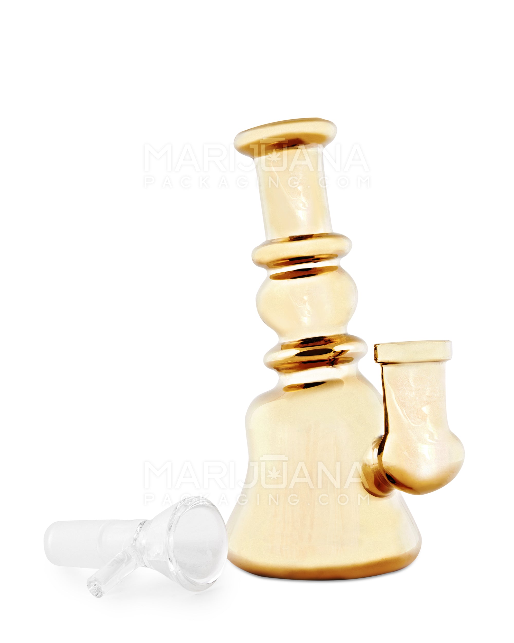 Electroplated Mini Beaker Water Pipe | 4.75in Tall - 14mm Bowl - Gold