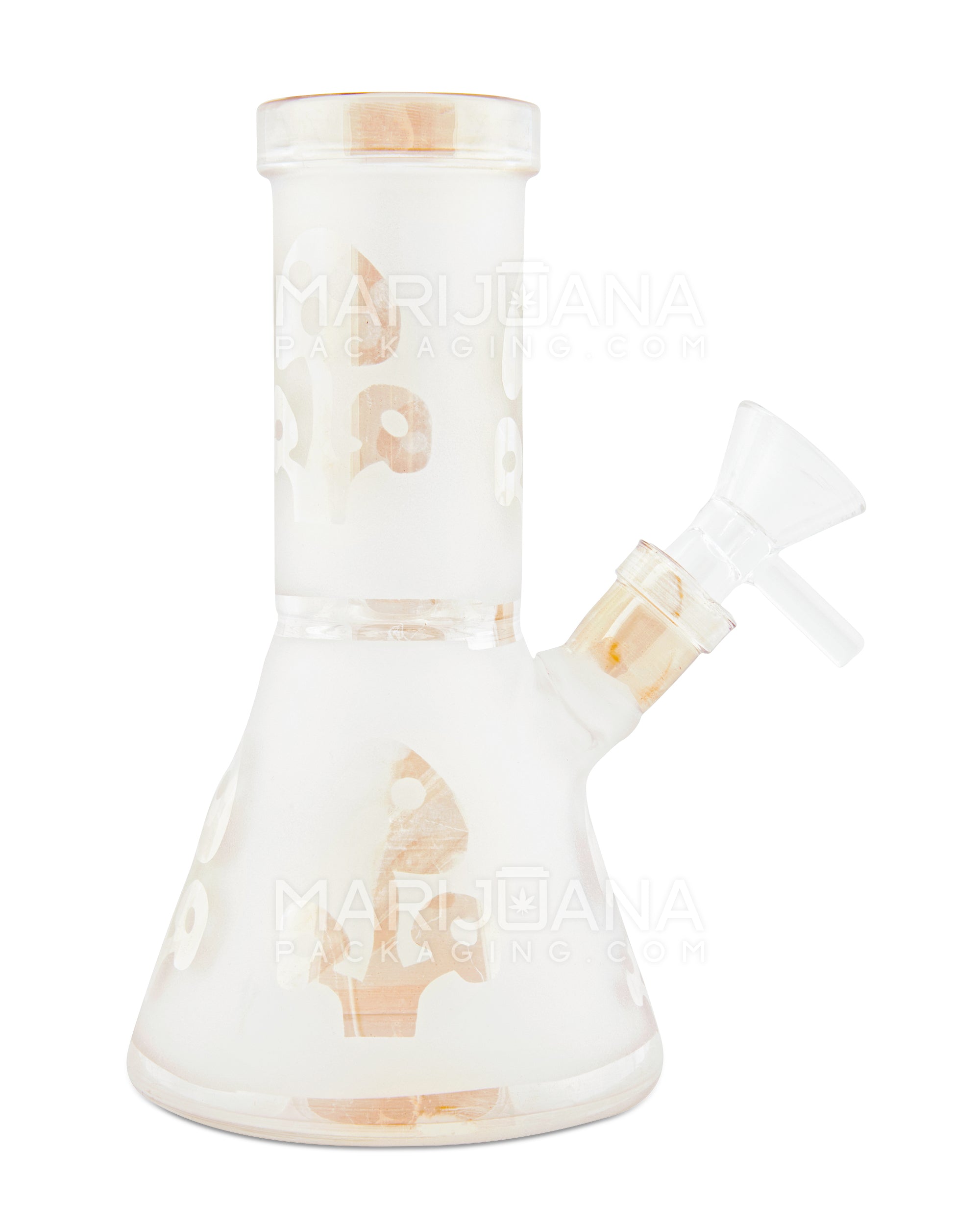 Straight Neck Frosted Mushroom Glass Mini Beaker Water Pipe w/ Ice Catcher | 6in Tall - 14mm Bowl - Assorted