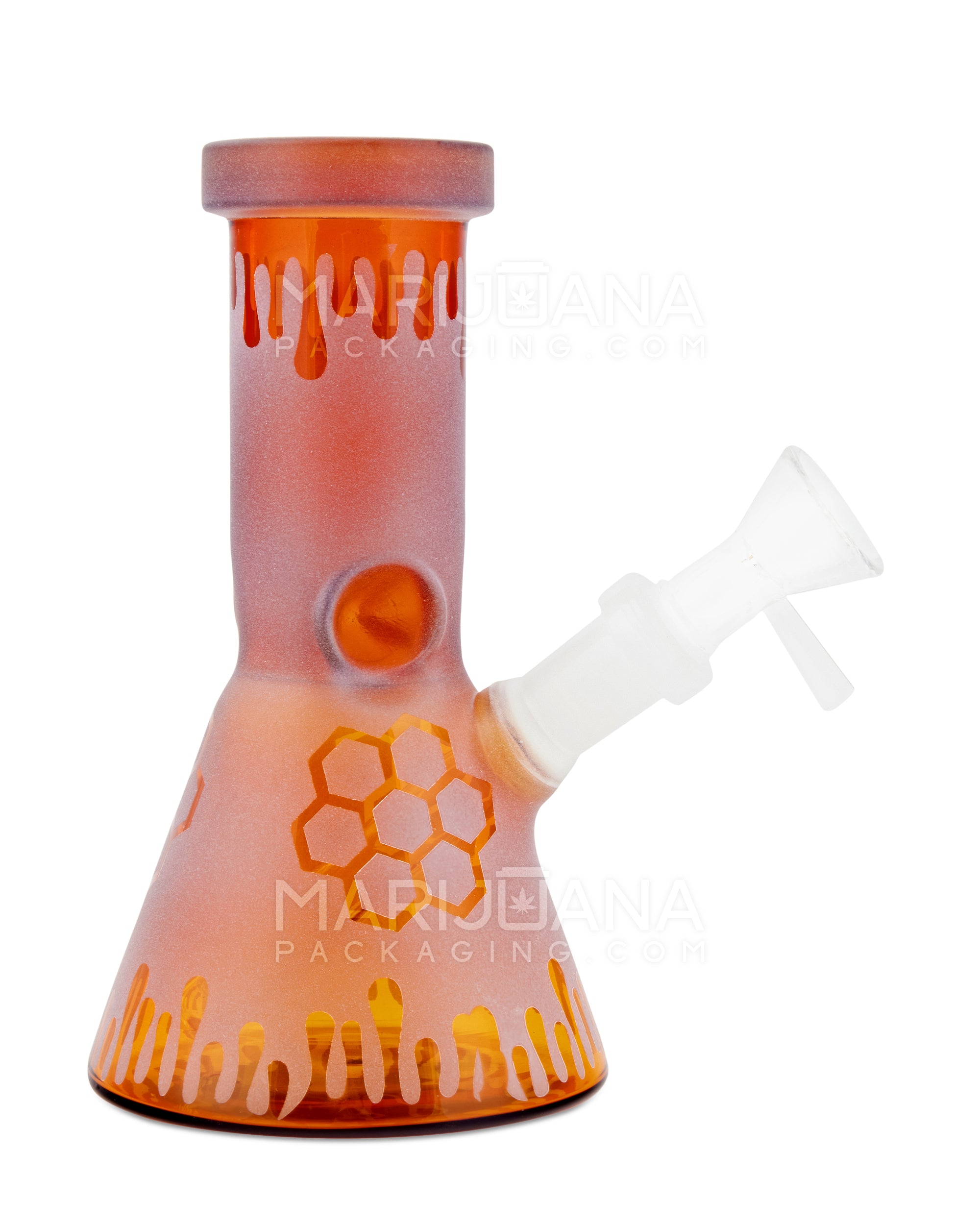 Straight Neck Frosted Mushroom Glass Mini Beaker Water Pipe w/ Ice Catcher | 6in Tall - 14mm Bowl - Assorted - 1