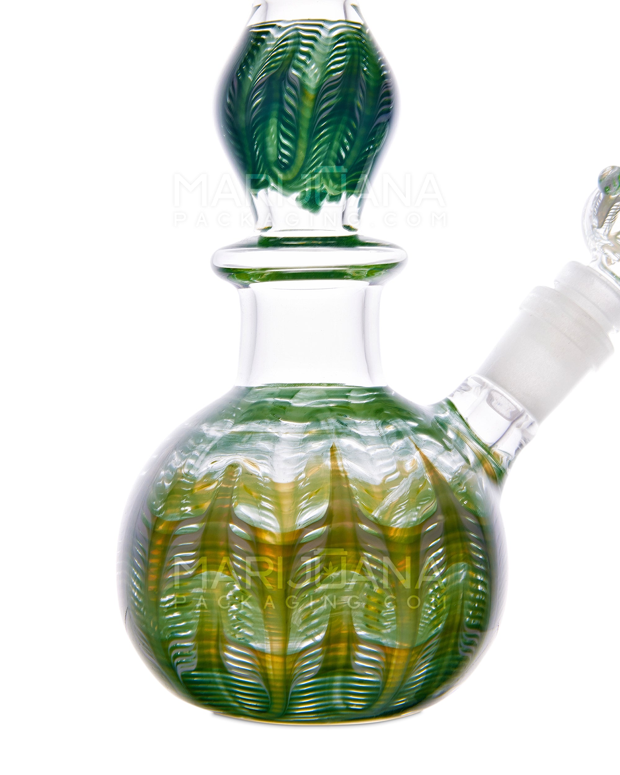 Bubble Bottom Raked 10 Inch Glass Water Pipe - Green