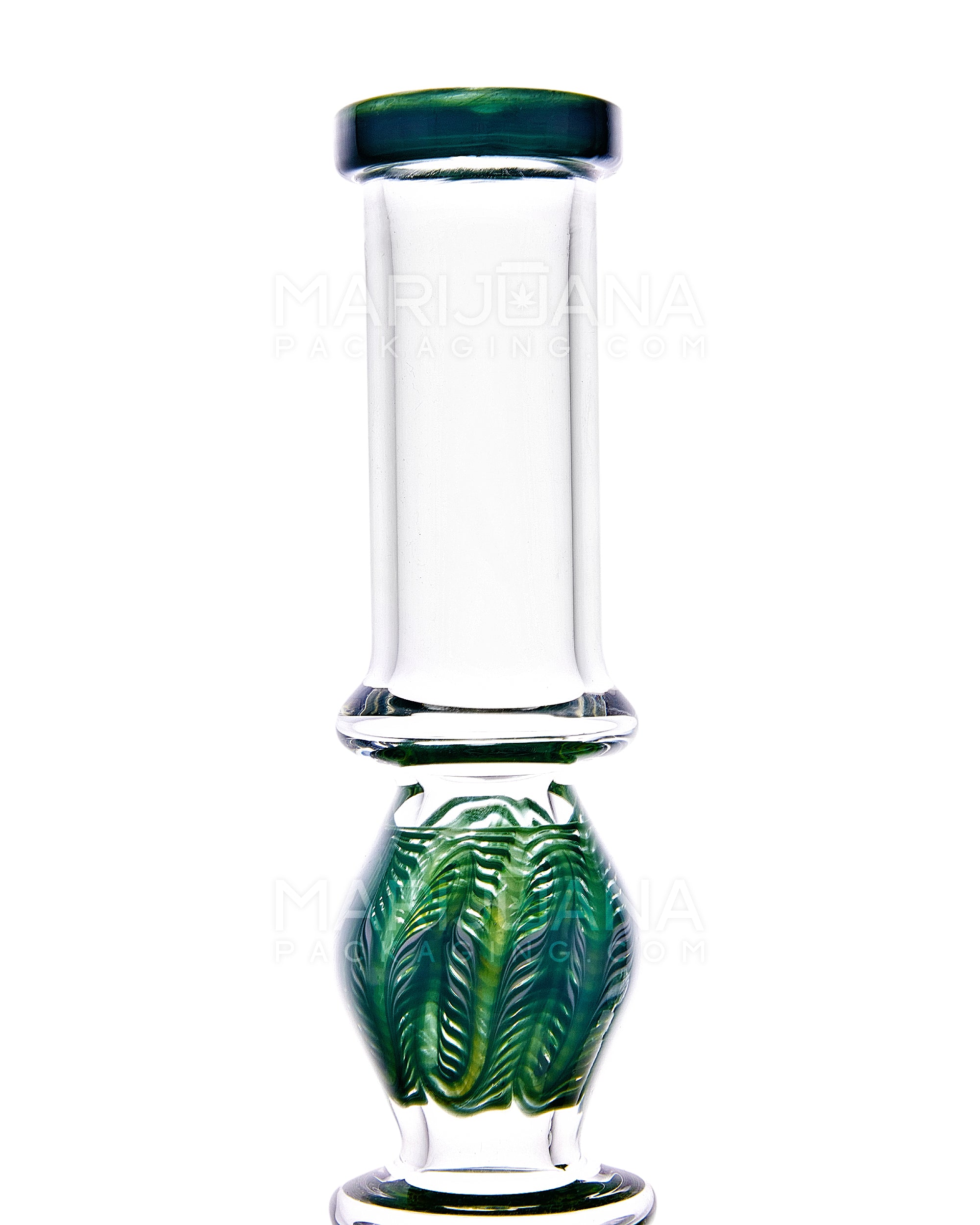 Bubble Bottom Raked Glass Water Pipe | 10in Tall - 14mm Bowl - Green
