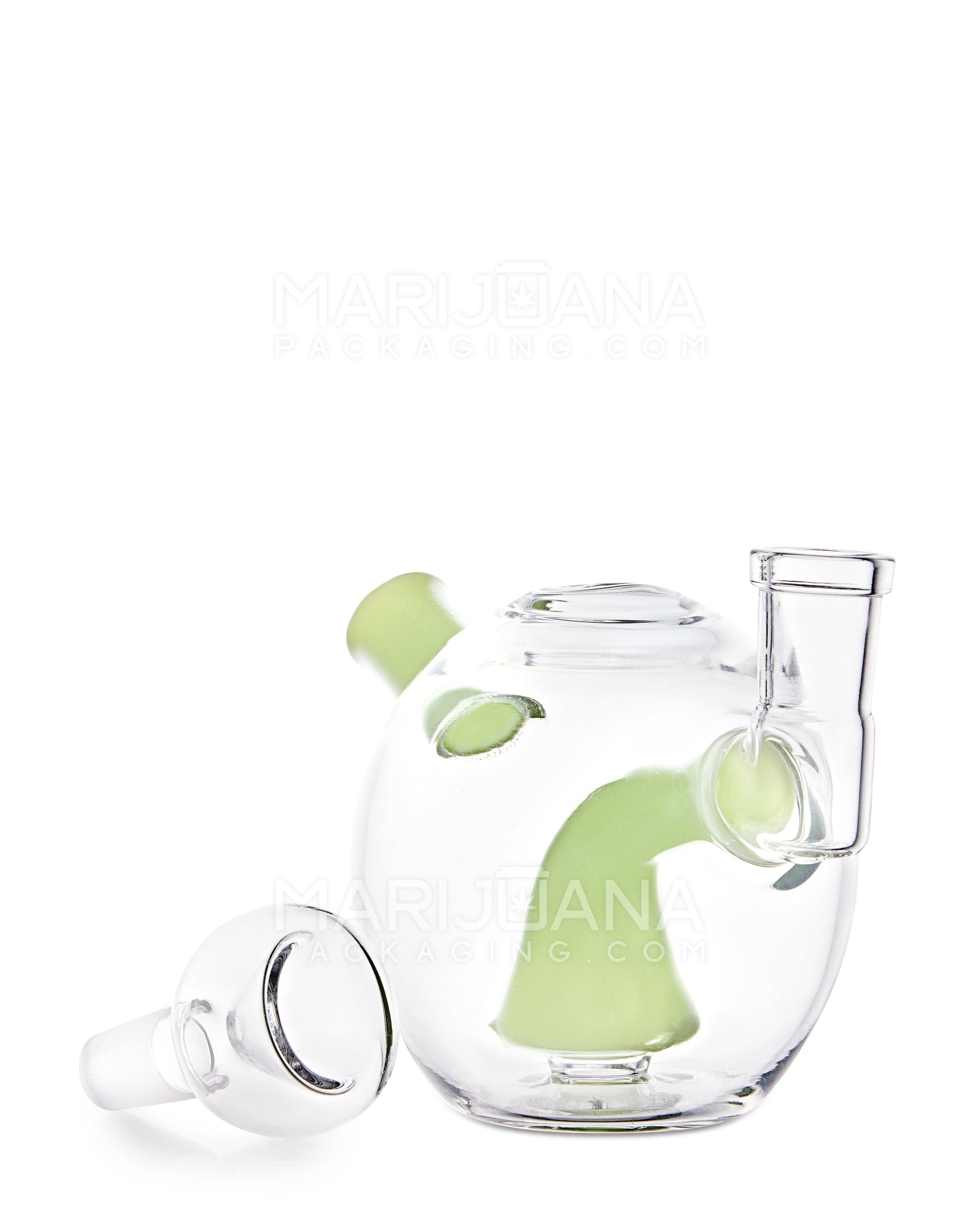 Mini Orb Tea Pot Glass Water Pipe w/ Showerhead Perc | 3in Tall - 14mm Bowl - Green