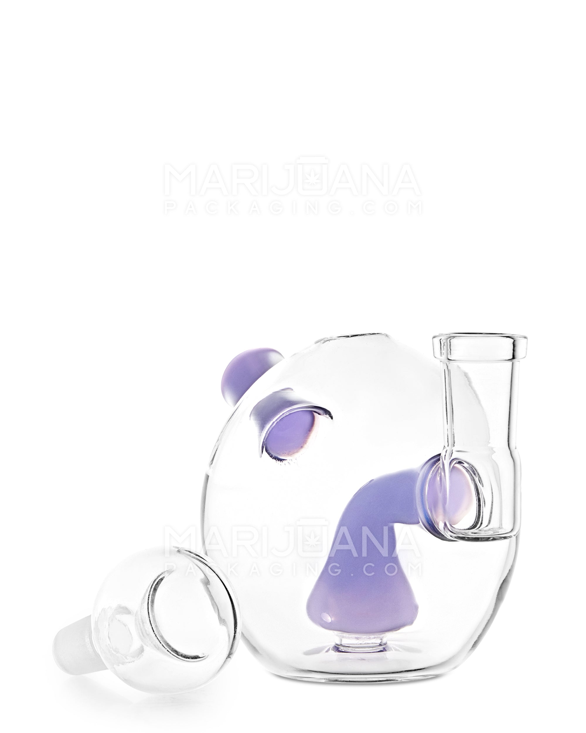 Mini Orb Tea Pot Glass Water Pipe w/ Showerhead Perc | 3in Tall - 14mm Bowl - Purple