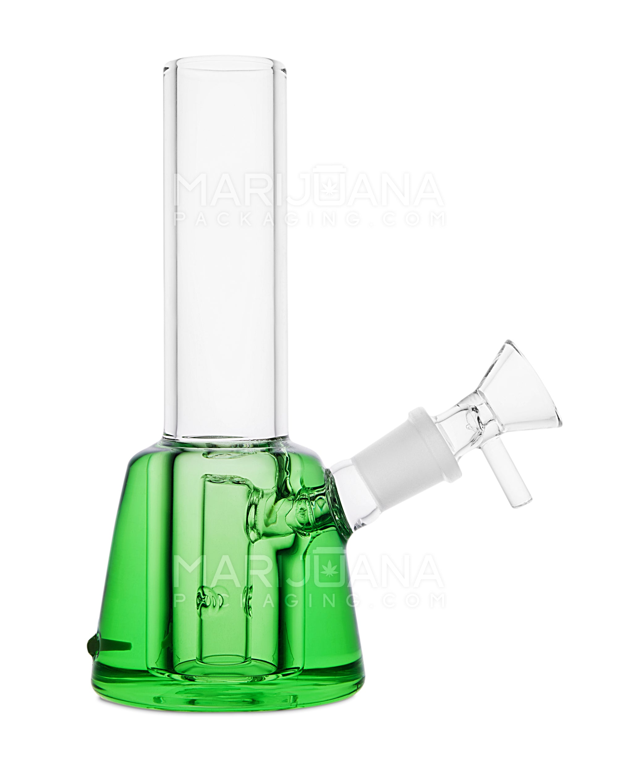 Glycerin Filled Mini Straight Neck Water Pipe w/ Ice Catcher | 6.25in Long - Glass - Green