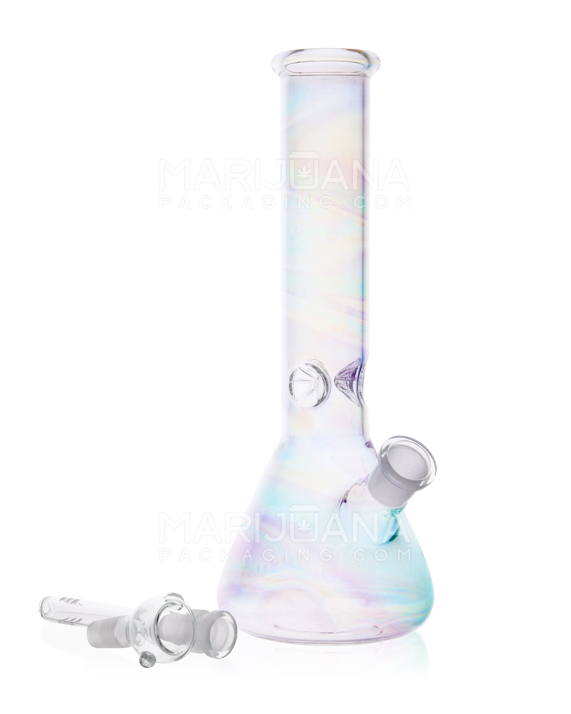 Electroplated Fumed Glass Beaker Water Pipe w/ Ice Catcher | 10in Tall - 14mm Bowl - Clear