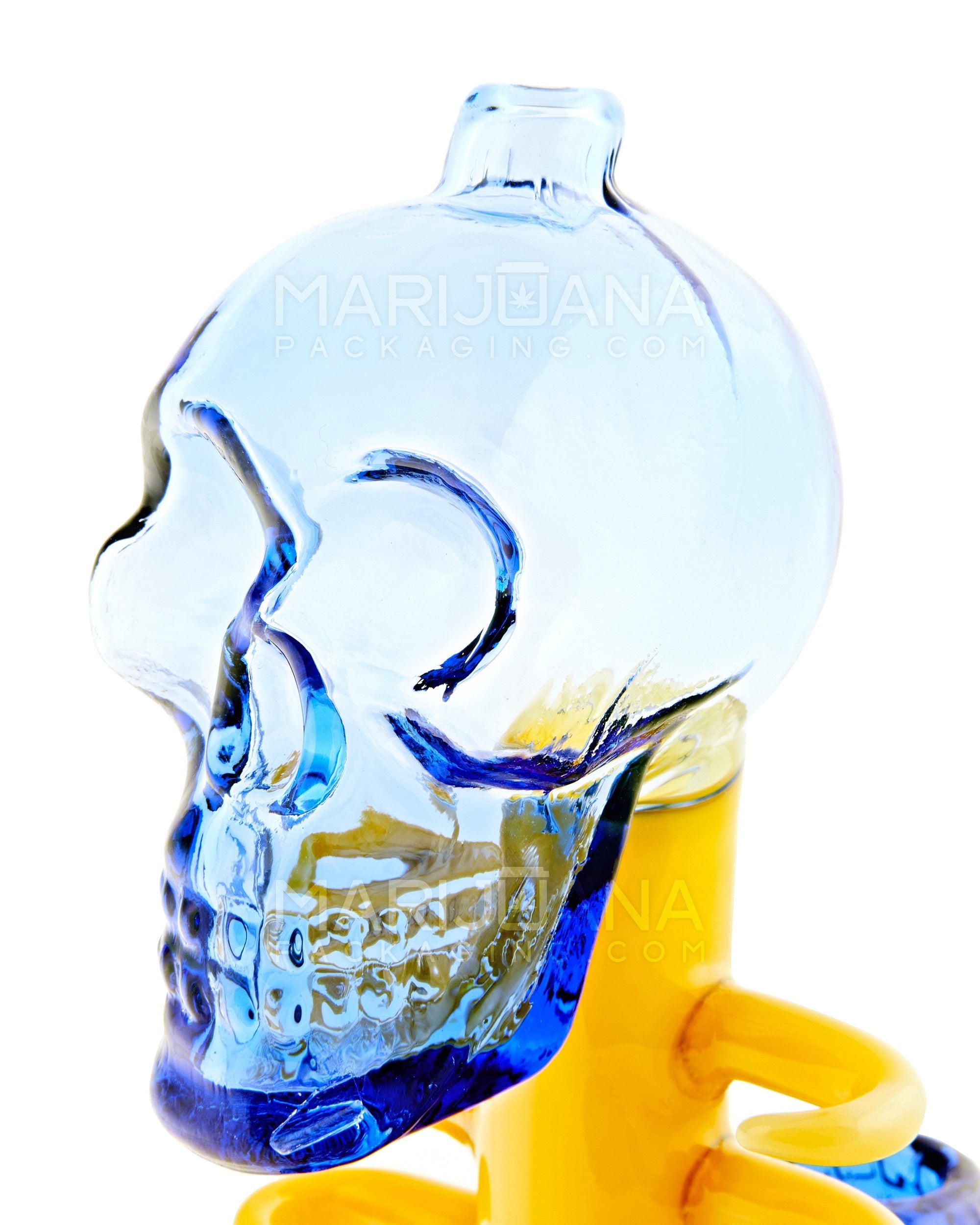 USA Glass | Skeleton Sculpture Glass Water Pipe W/ Thick Base | 8.5in Tall - 14mm Bowl - Blue - 4