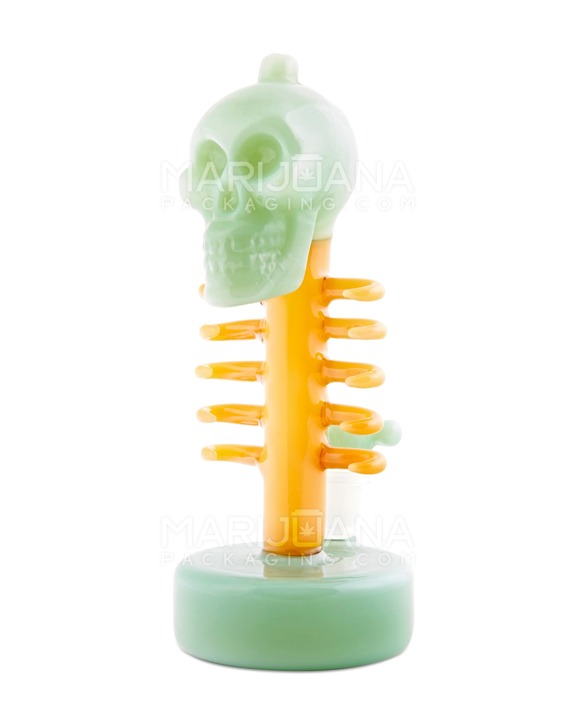 USA Glass | Skeleton Sculpture Glass Water Pipe W/ Thick Base | 8.5in Tall - 14mm Bowl - Green
