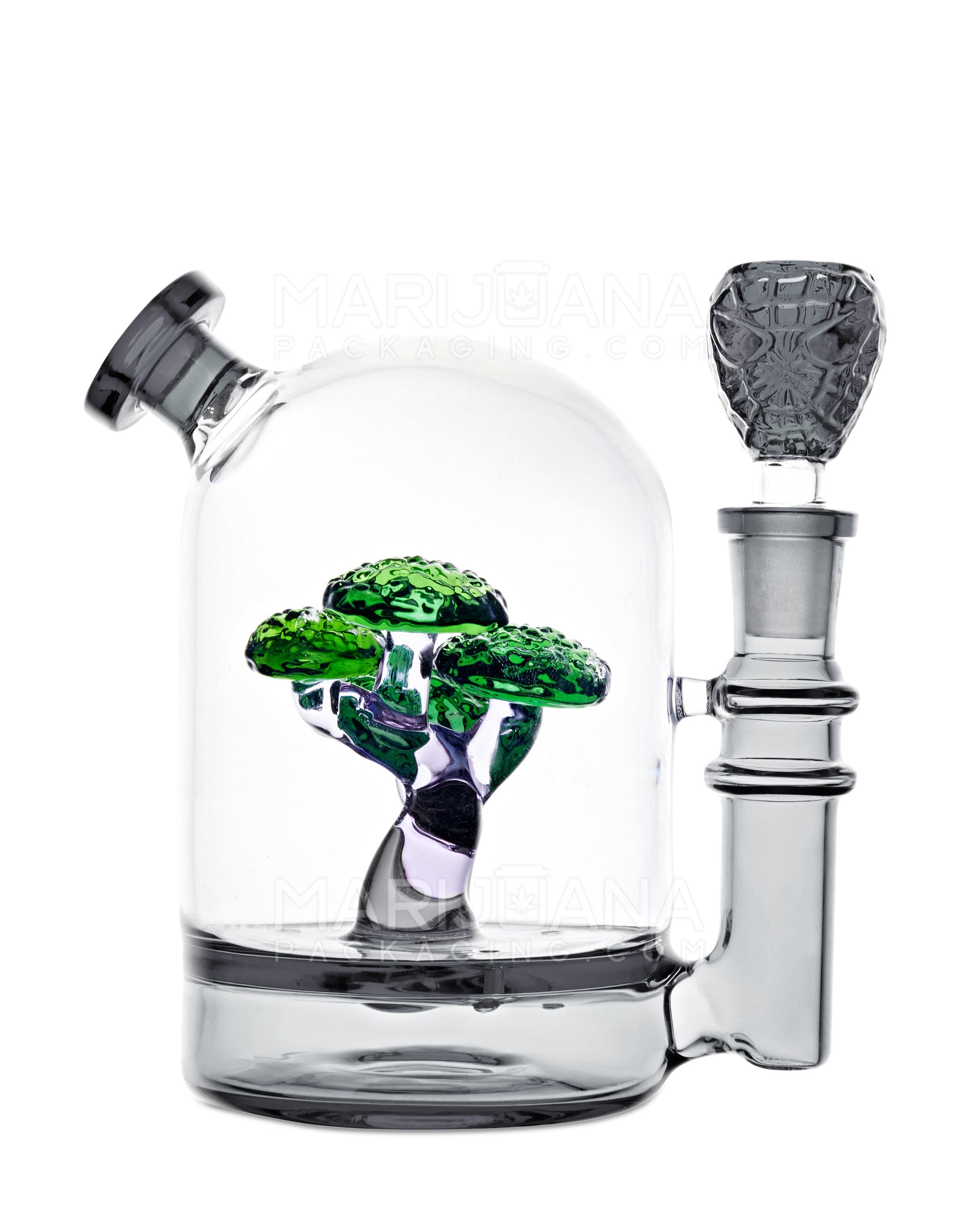 Mini Bonsai Tree Design Glass Water Pipe | 5in Tall - 14mm Bowl - Smoke