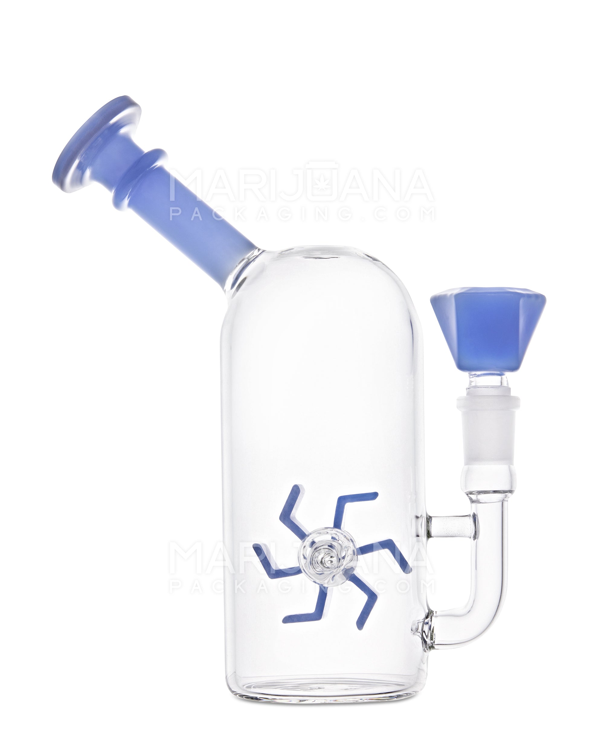 USA Glass | Bent Neck Windmill Perc Water Pipe | 7in Tall - 14mm Bowl - Blue