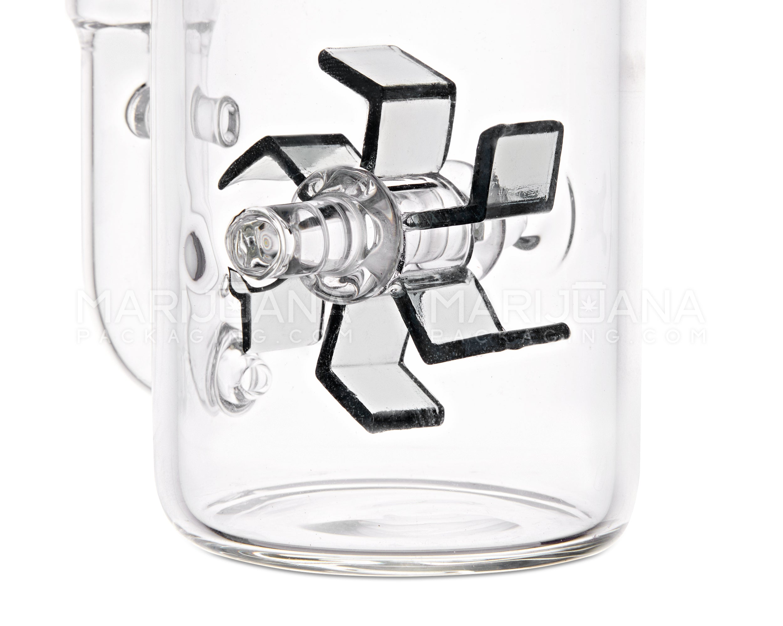 USA Glass | Bent Neck Windmill Perc Water Pipe | 7in Tall - 14mm Bowl - Grey