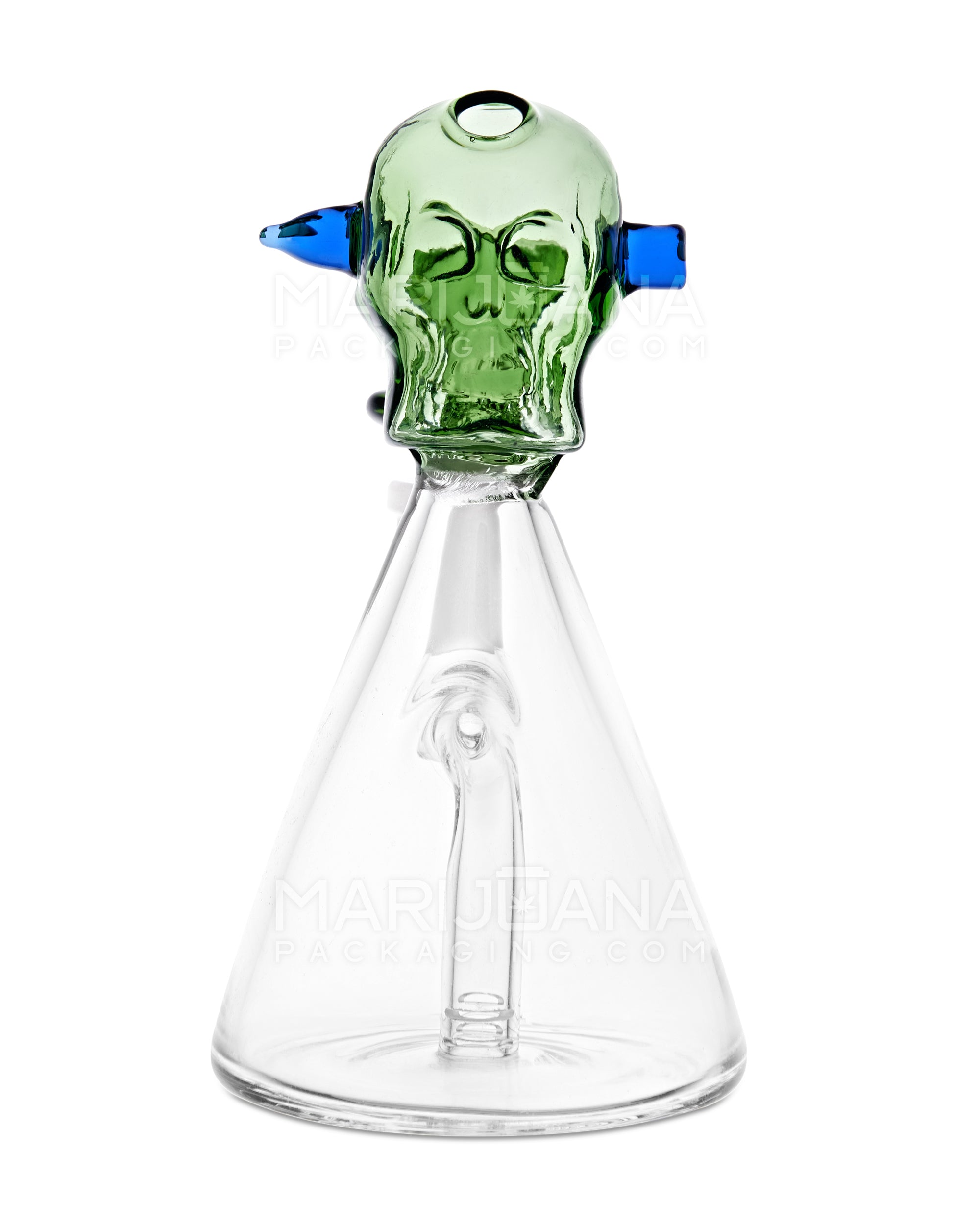 USA Glass | Glass Cone Bolt Skull Mini Water Pipe | 5in Tall - 14mm Bowl - Assorted