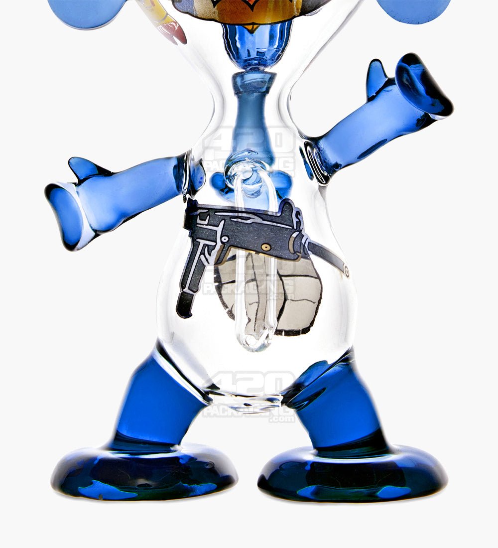 Dewdrop Boy Munny Style Glass Water Pipe W/ Decals | 8in Tall - 14mm Bowl - Blue - 7