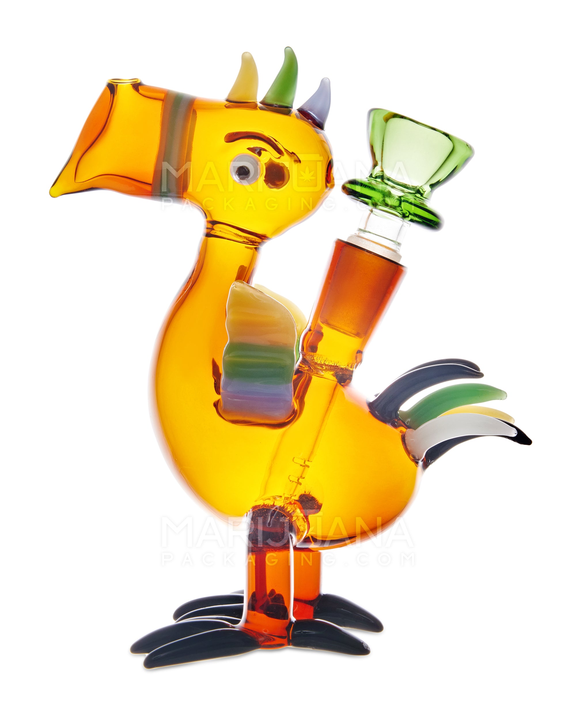 Toucan Doob Loops Glass Water Pipe | 6in Tall - 14mm Bowl - Amber