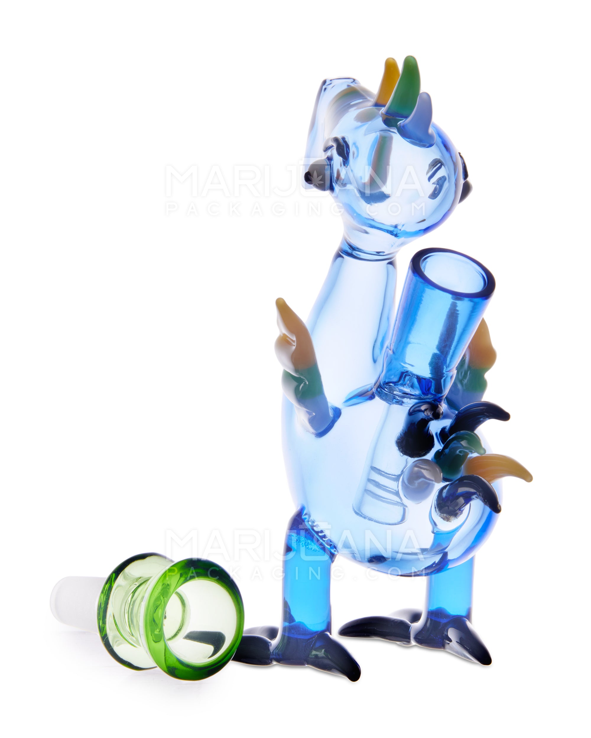 Toucan Doob Loops Glass Water Pipe | 6in Tall - 14mm Bowl - Blue