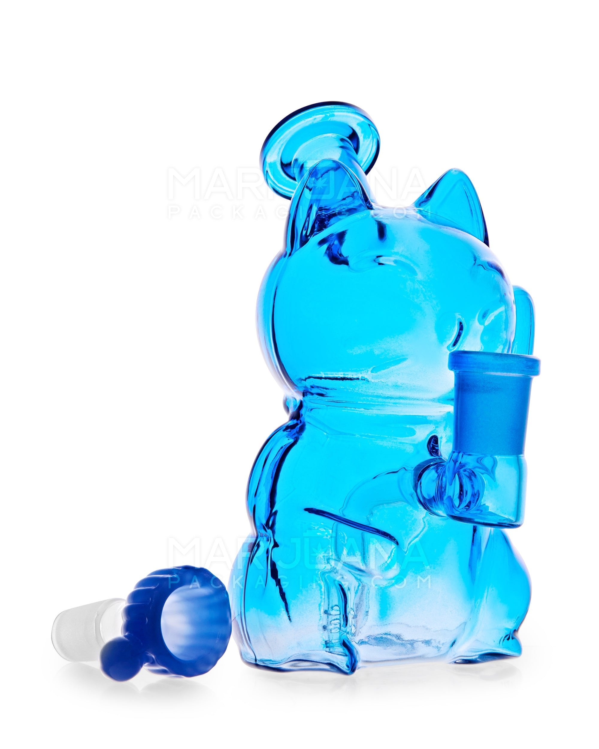 USA Glass | Bent Neck Lucky Cat Glass Mini Water Pipe | 5.5in Tall - 14mm Bowl - Assorted - 8