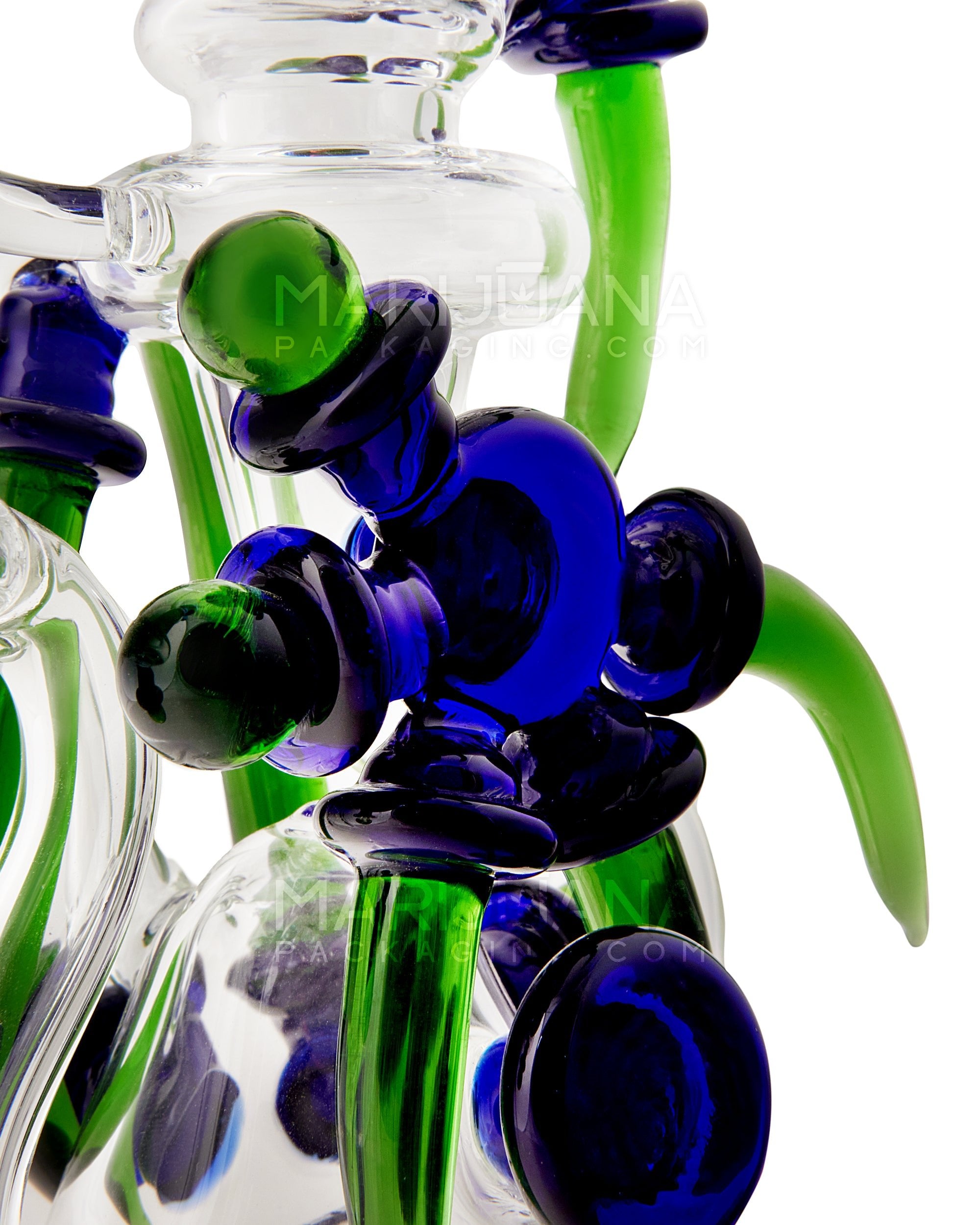 USA Glass | Bent Neck Claw Design Recycler Water Pipe | 7in Tall - 14mm Bowl - Blue Green - 5